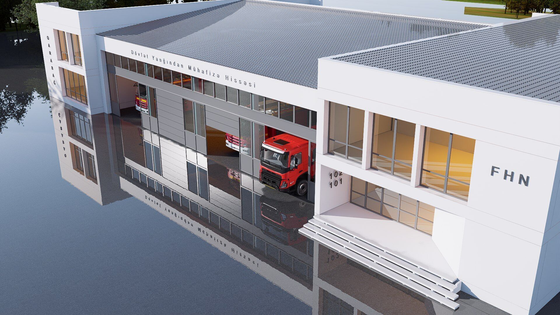fire station Low-poly 3D model_4
