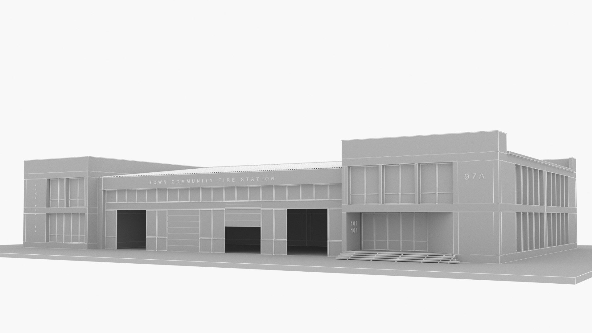 fire station Low-poly 3D model_11