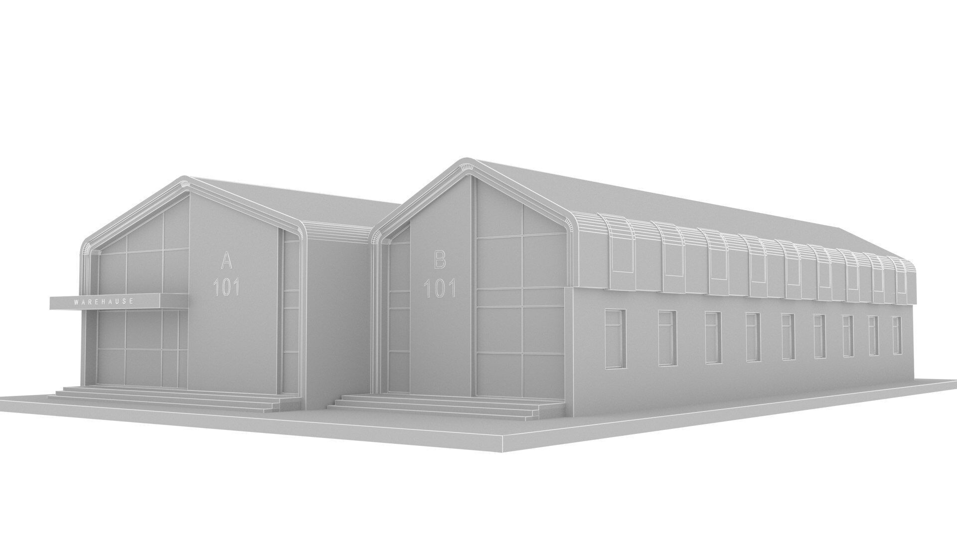 warehouse Low-poly 3D model_6