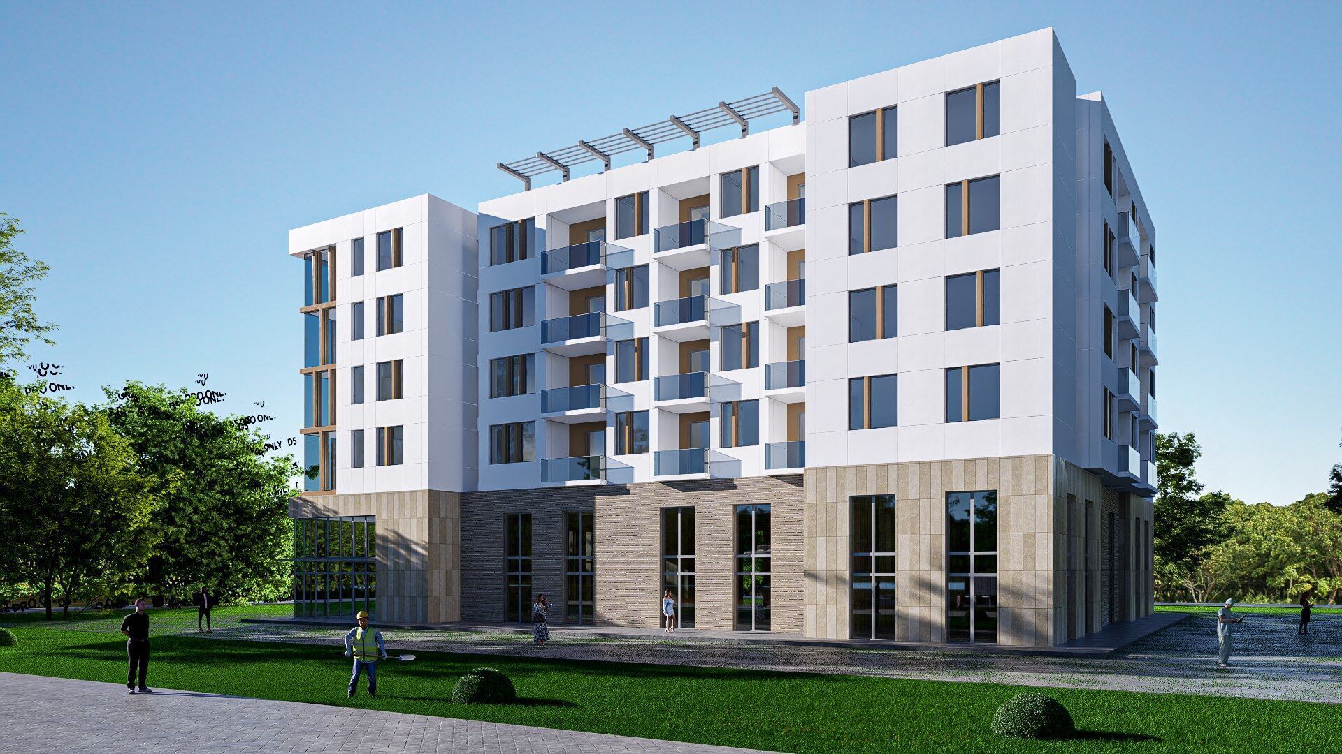 apartment building Low-poly 3D model_2