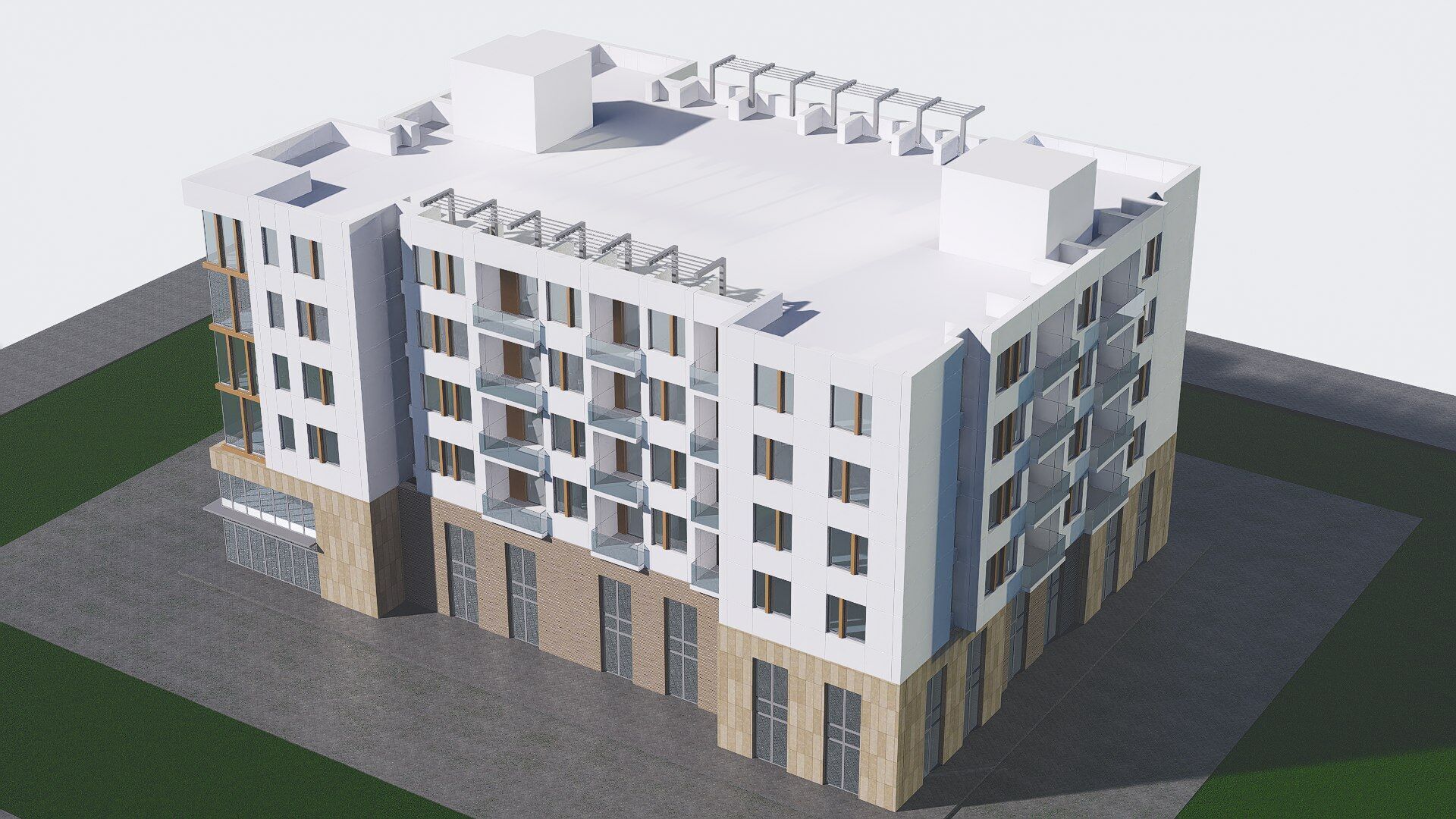 apartment building Low-poly 3D model_6