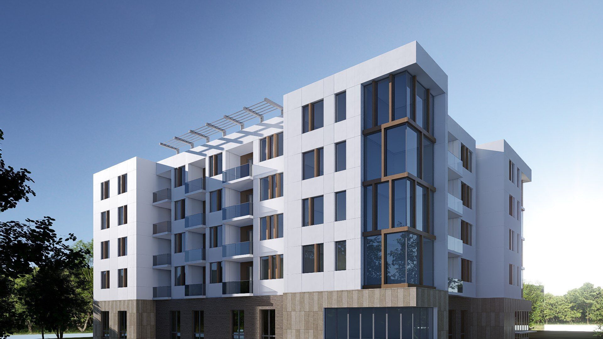 apartment building Low-poly 3D model_4