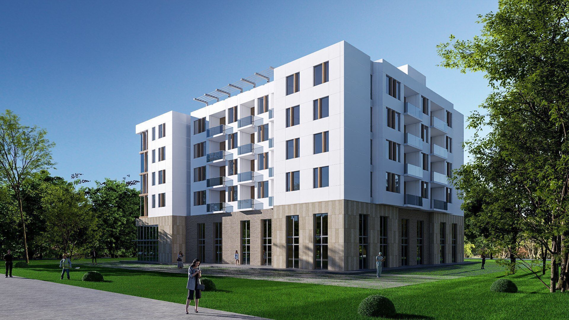 apartment building Low-poly 3D model_1