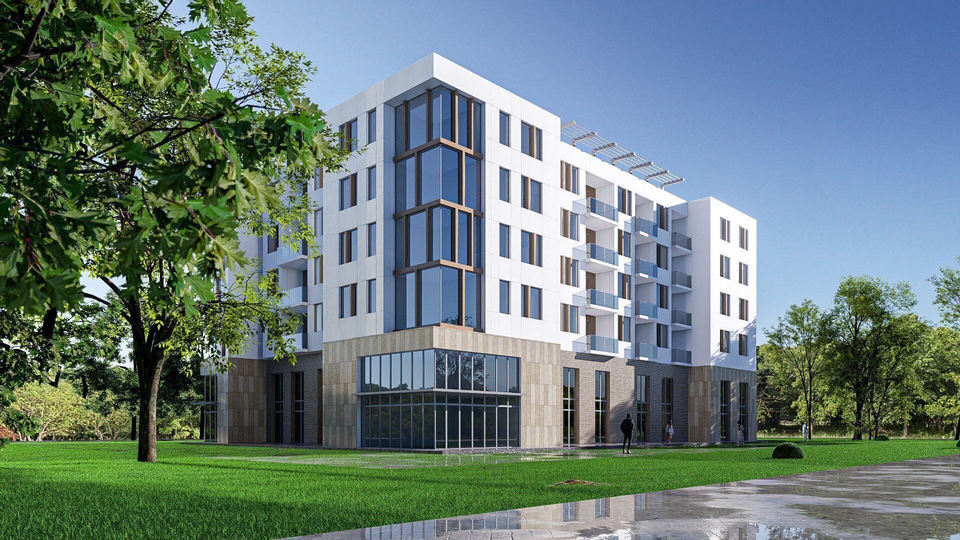 apartment building Low-poly 3D model_3