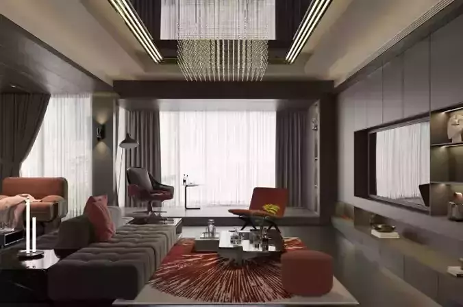  Living Room Interior Model