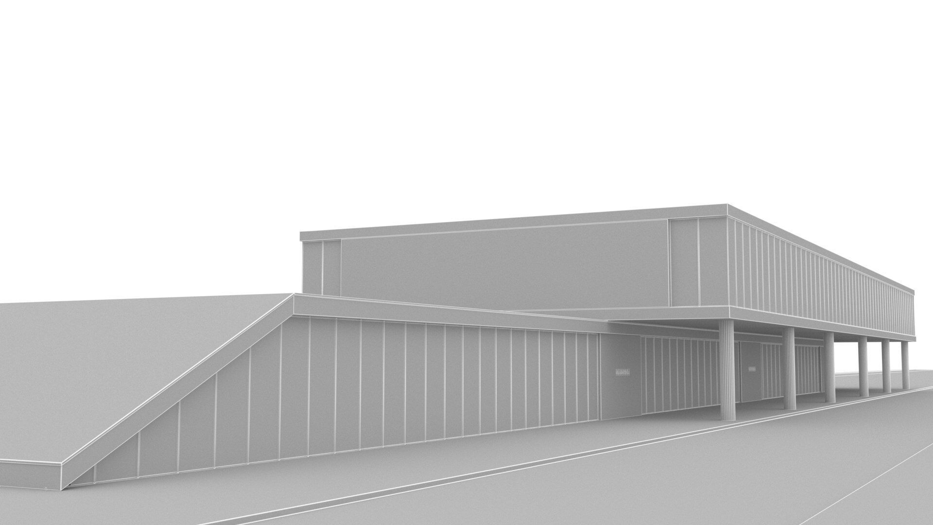 sci-fi building Low-poly 3D model_9