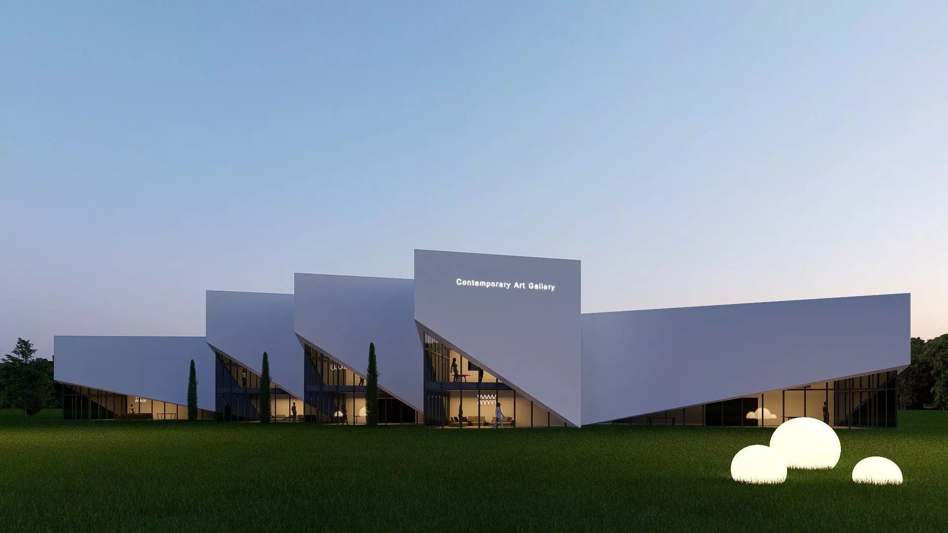 Art gallery Low-poly 3D model_0