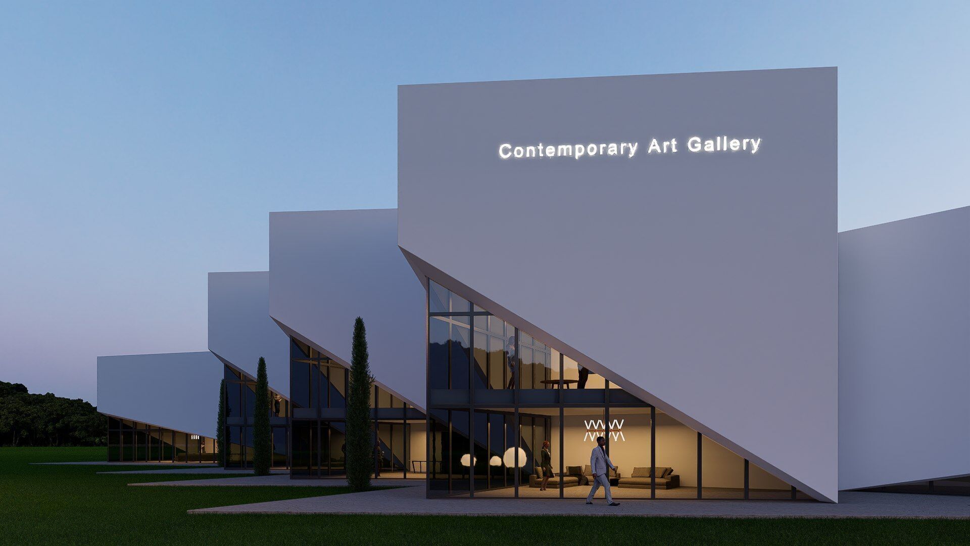 Art gallery Low-poly 3D model_1