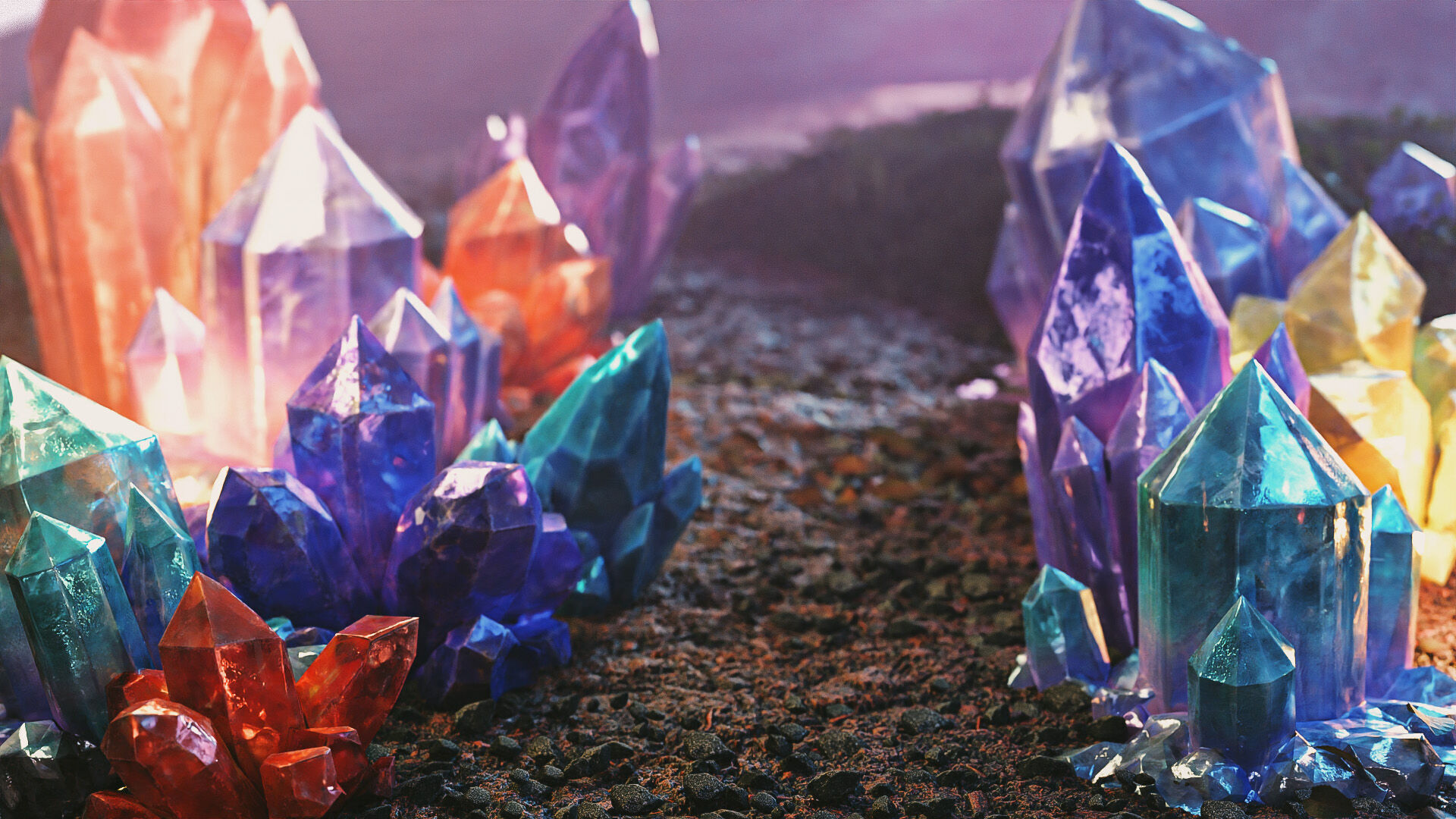 Magical Crystals 3-Pack Low-poly 3D model_2