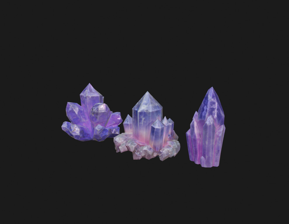 Magical Crystals 3-Pack Low-poly 3D model_4