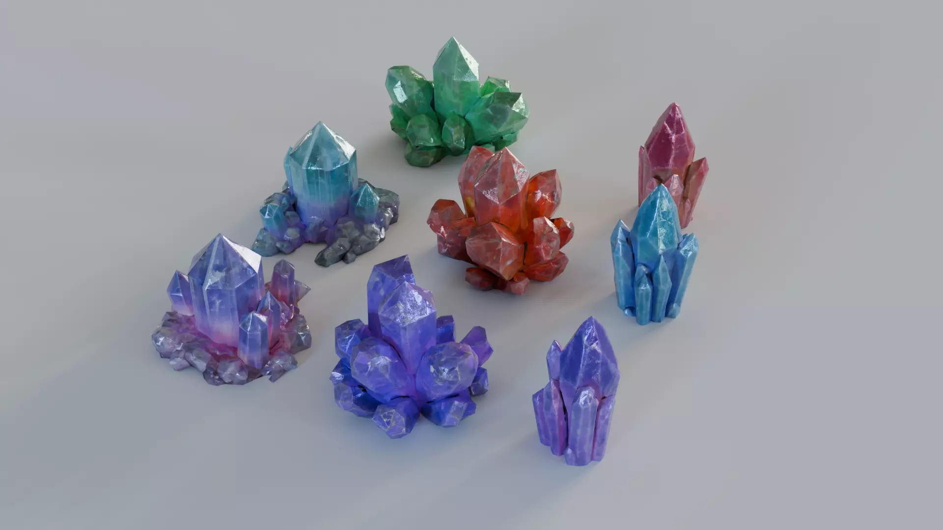 Magical Crystals 3-Pack Low-poly 3D model_0