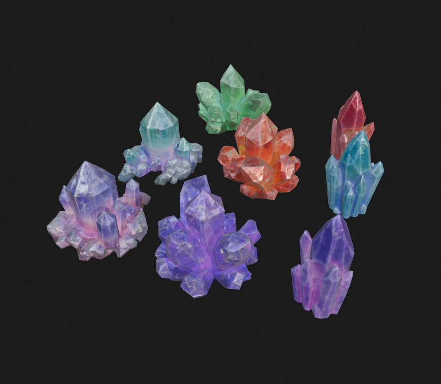 Magical Crystals 3-Pack Low-poly 3D model_3