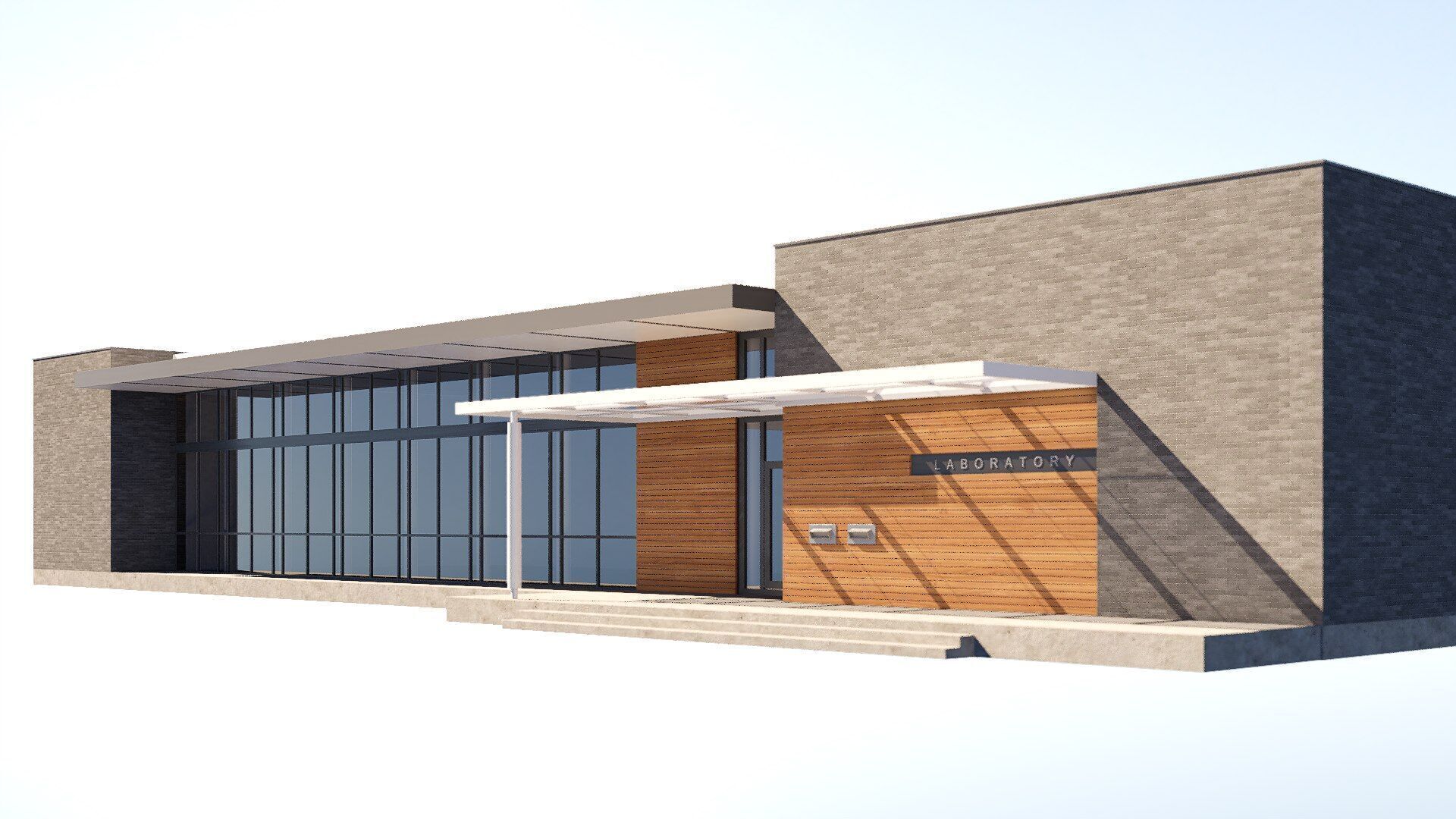 laboratory building Low-poly 3D model_7