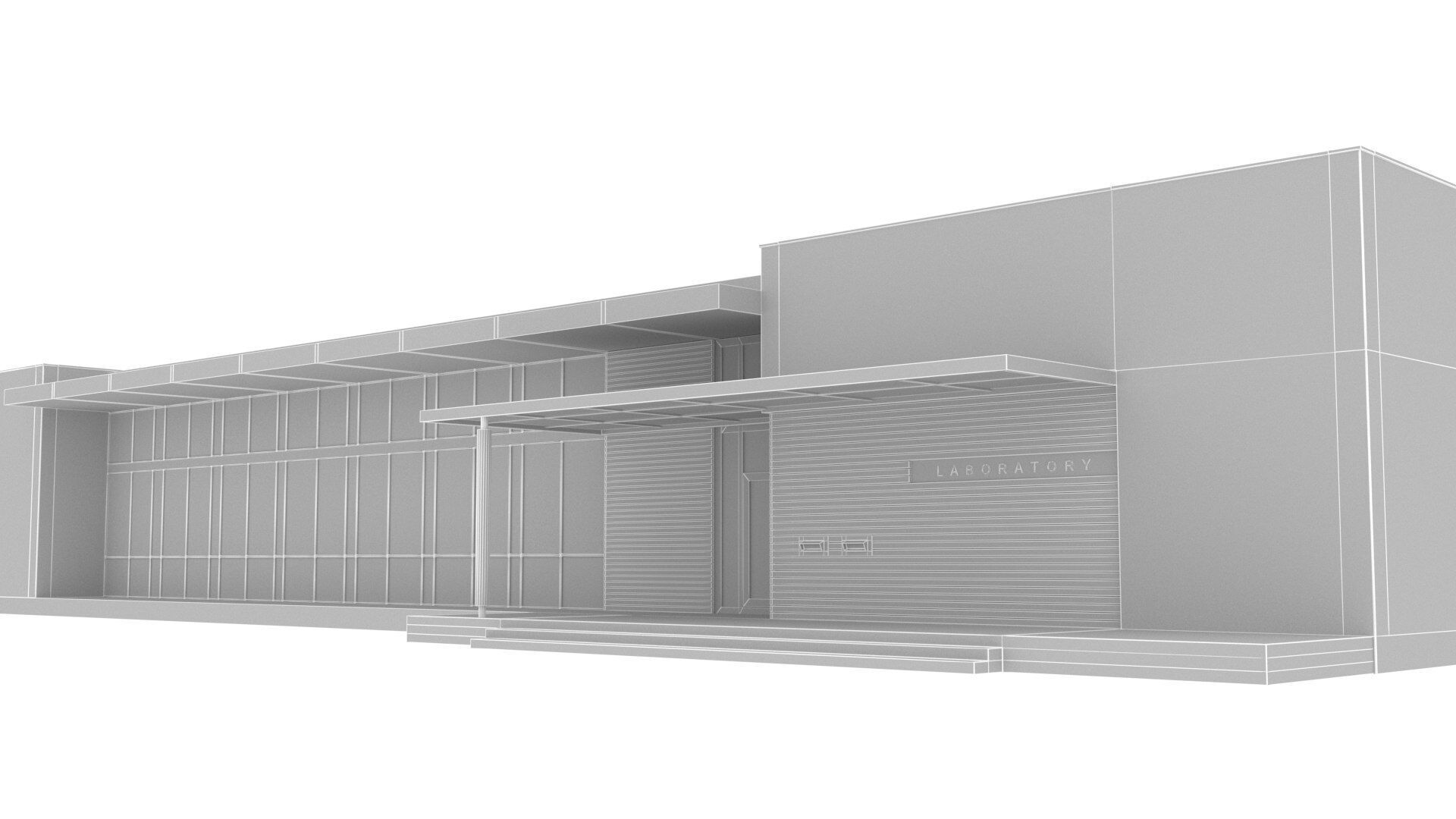 laboratory building Low-poly 3D model_9