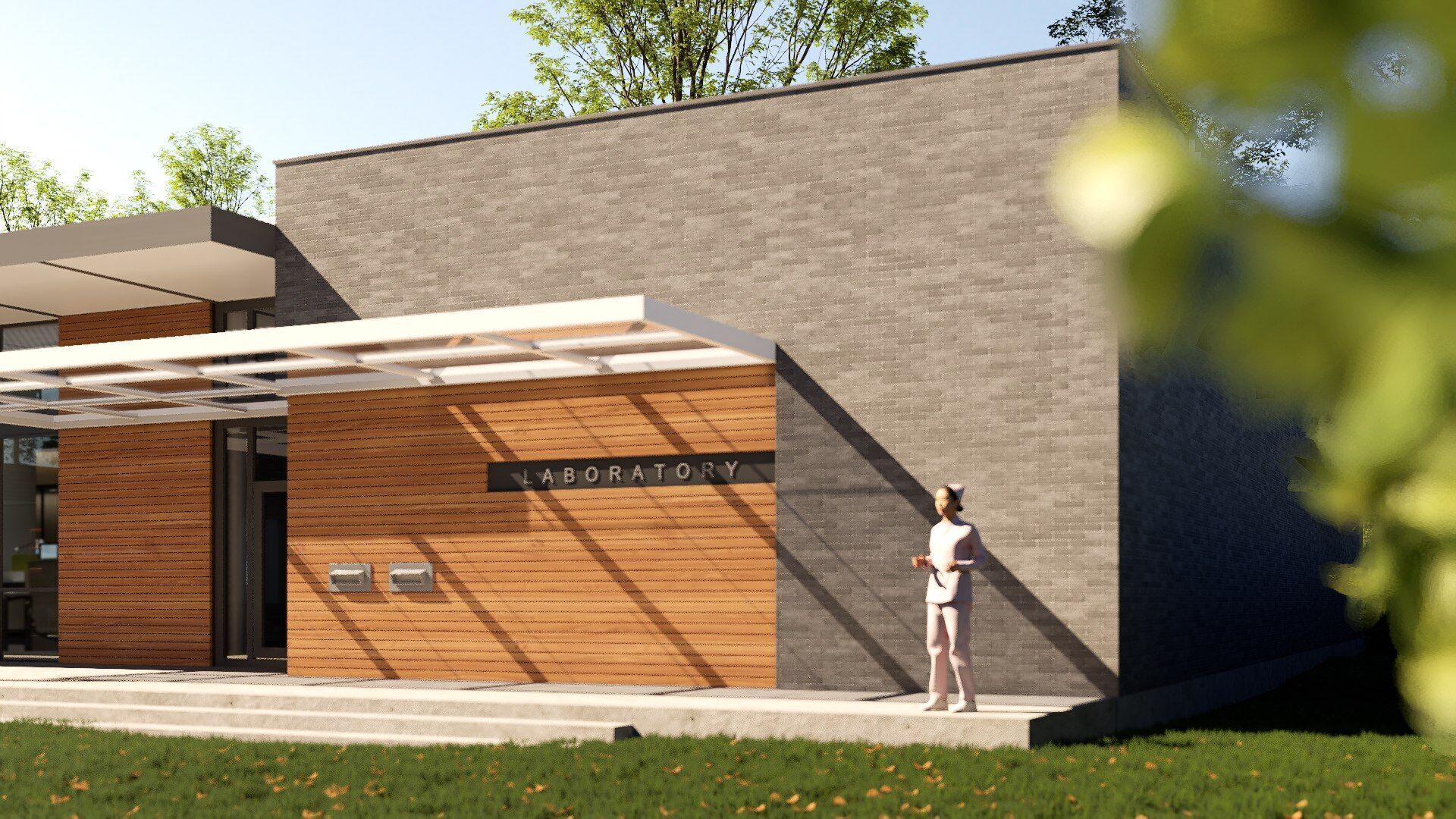 laboratory building Low-poly 3D model_1