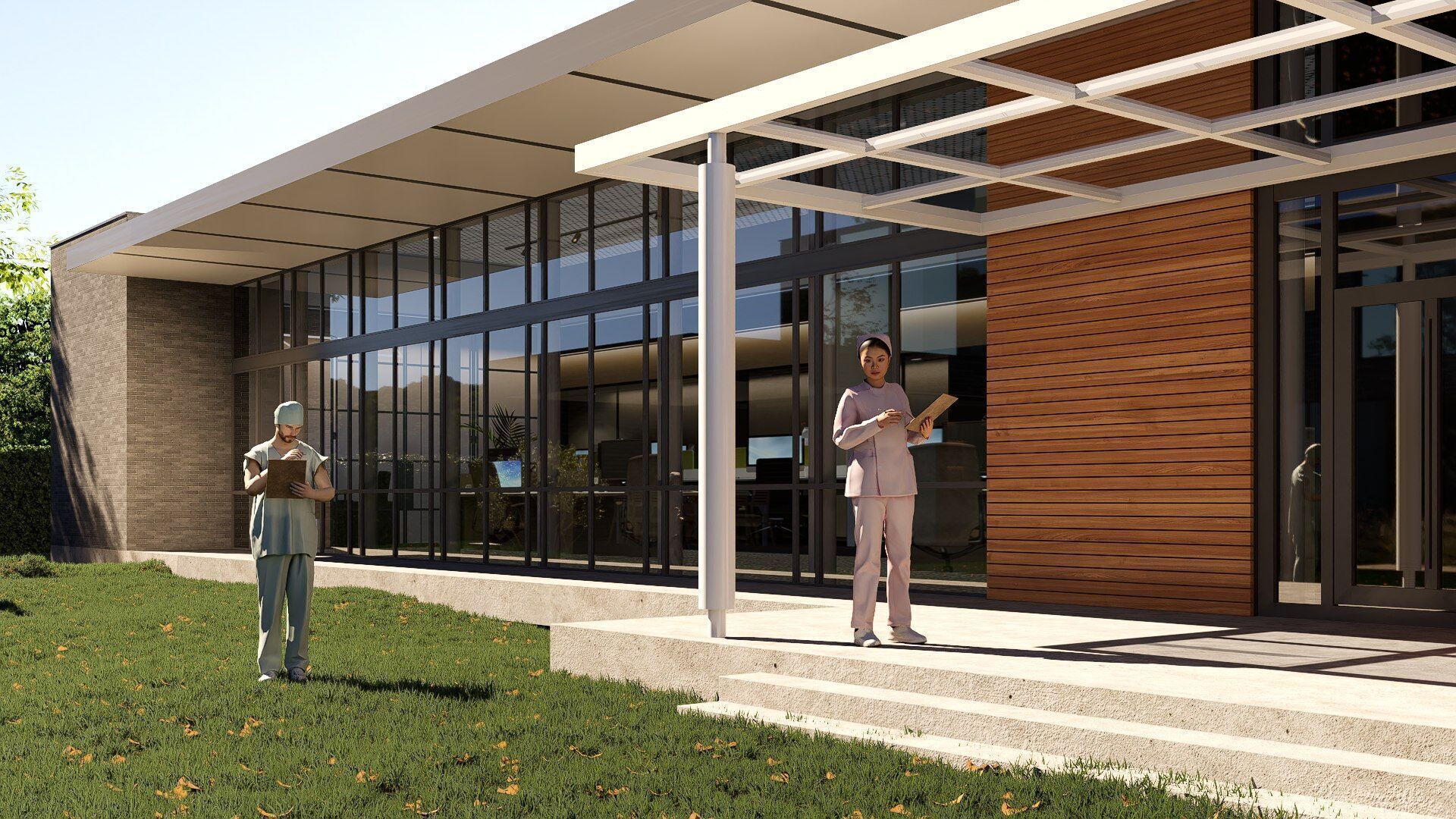 laboratory building Low-poly 3D model_3