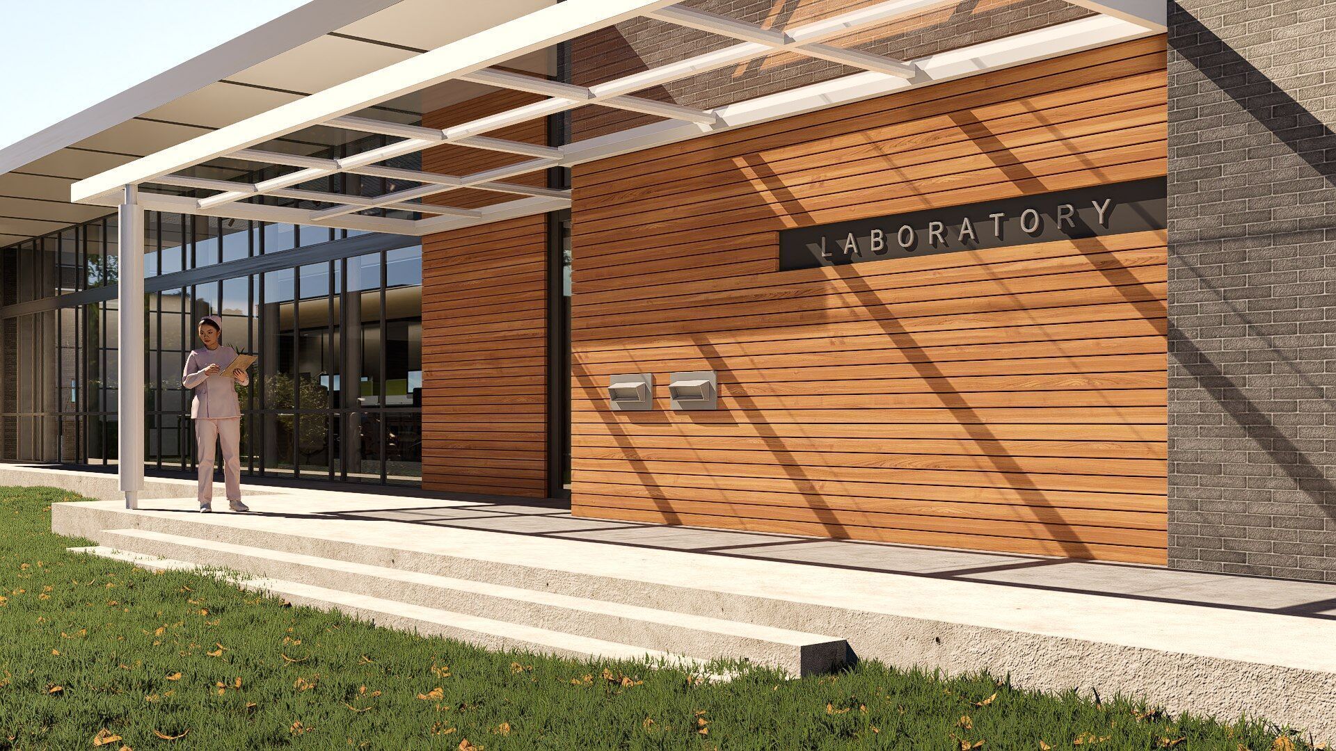 laboratory building Low-poly 3D model_2