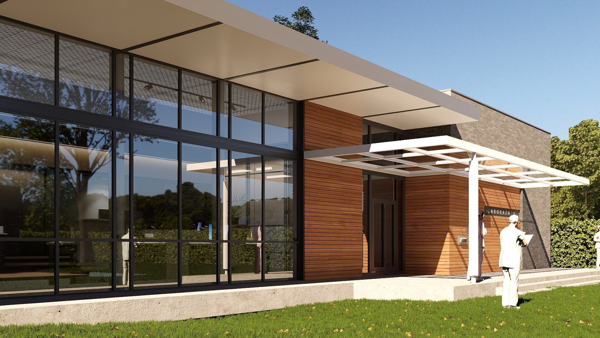 laboratory building Low-poly 3D model_4