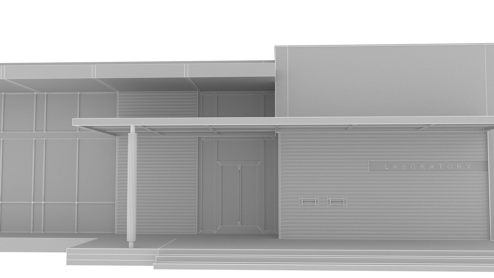 laboratory building Low-poly 3D model_8