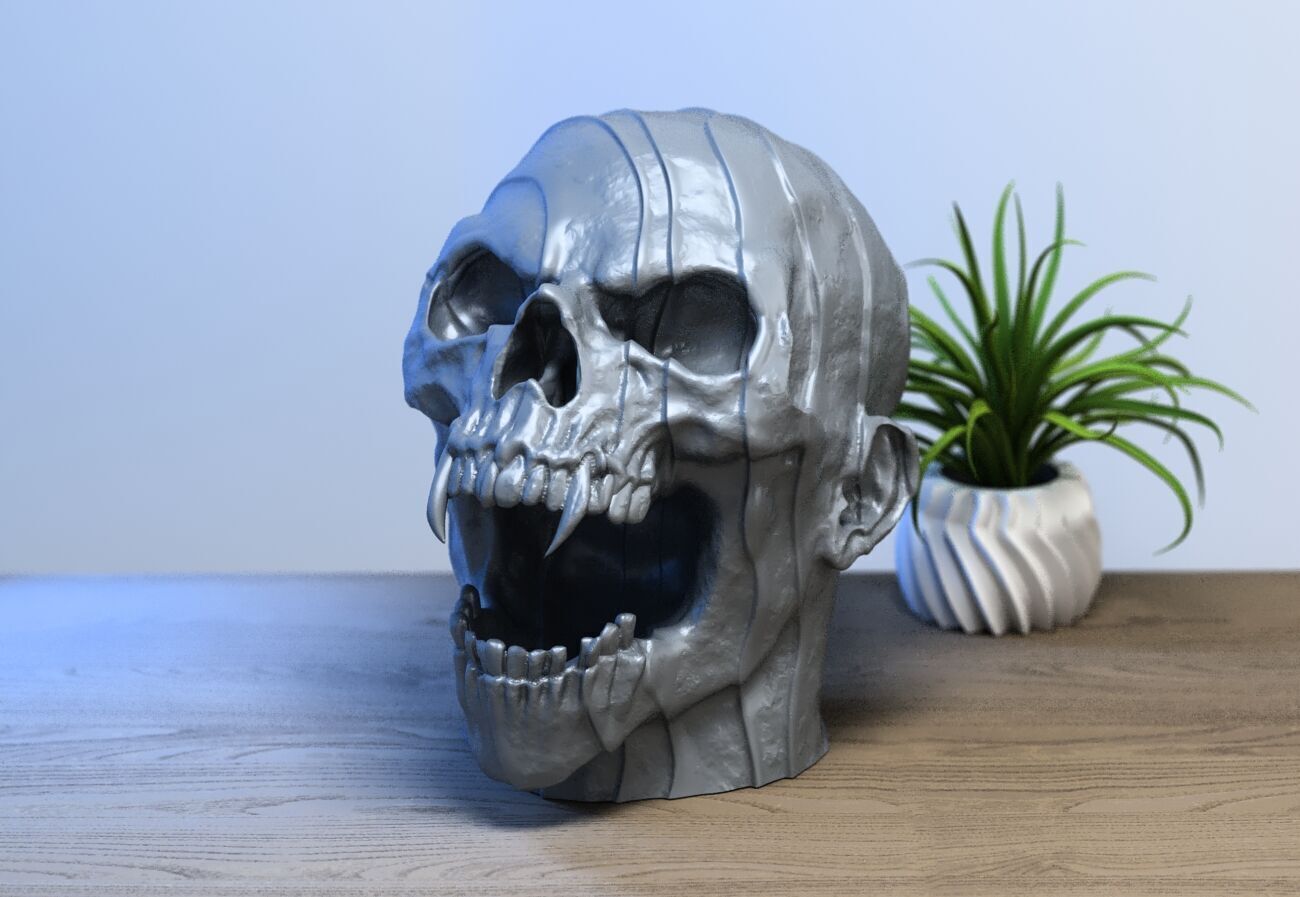 Scream Skull Headphone Stand Cyborg Headset Stand 3D print model_2
