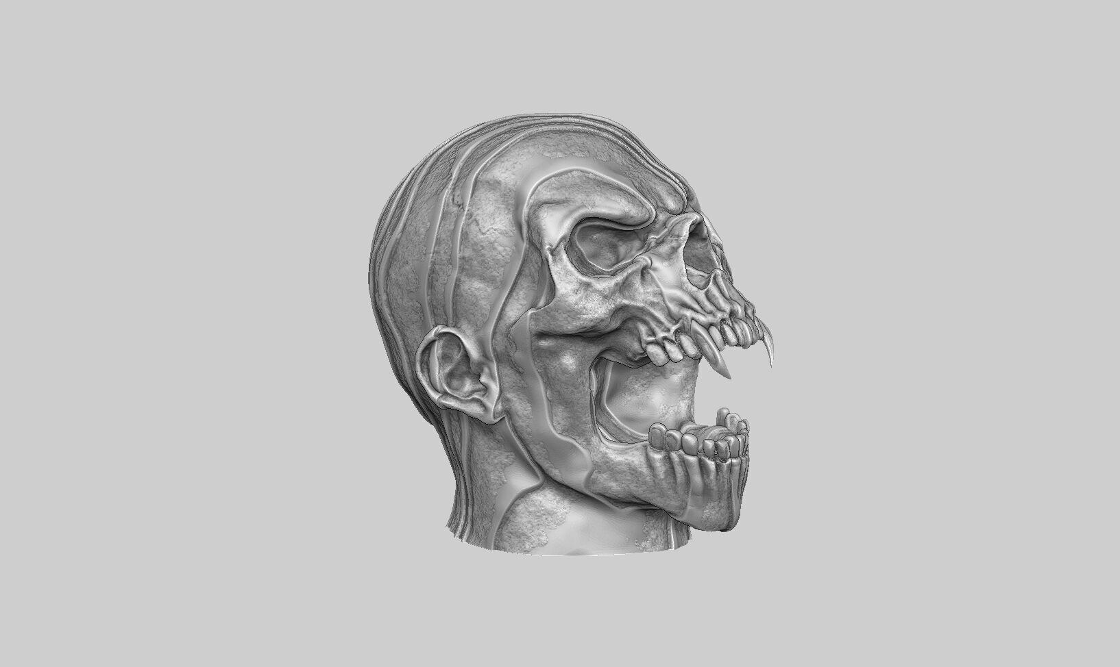 Scream Skull Headphone Stand Cyborg Headset Stand 3D print model_5