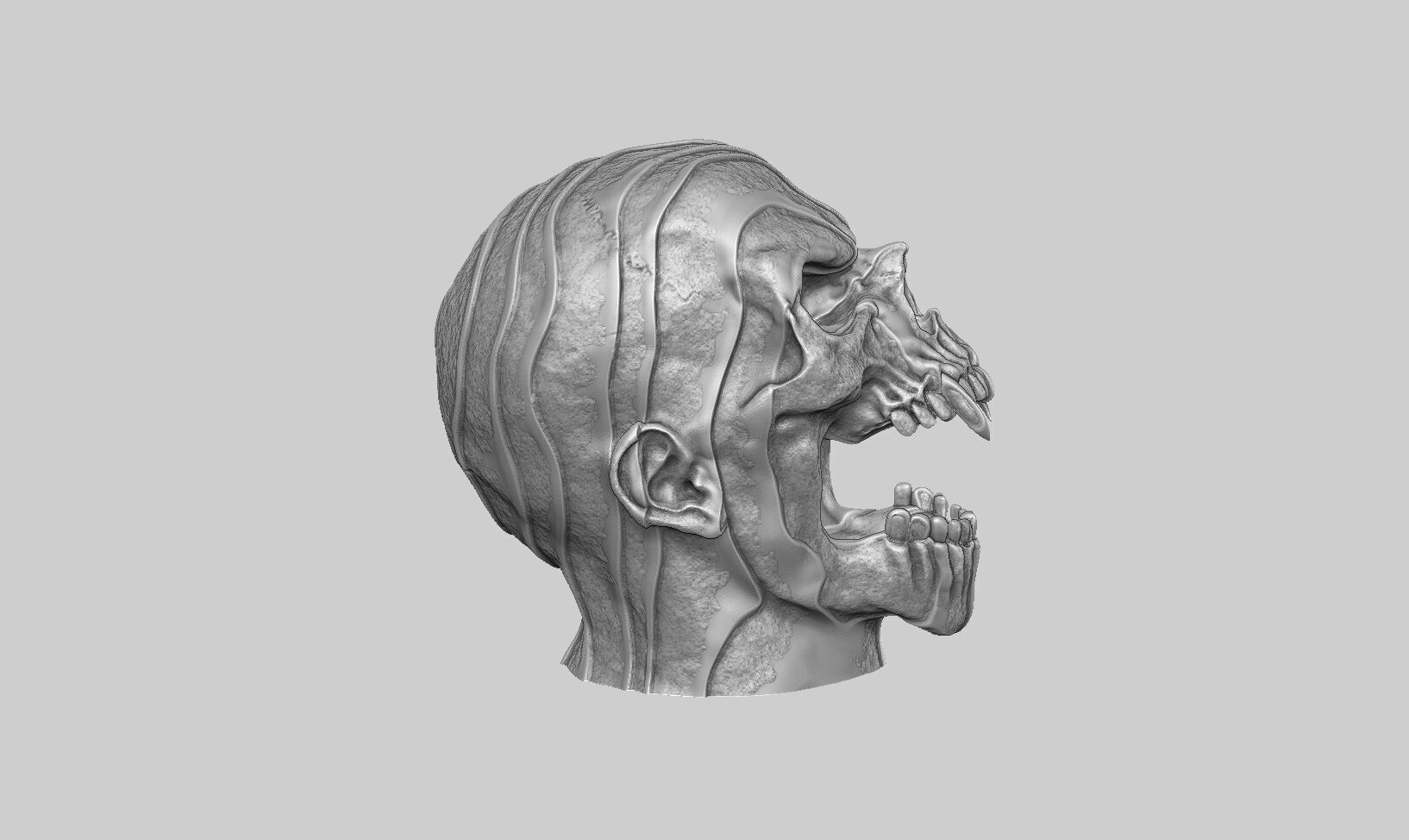 Scream Skull Headphone Stand Cyborg Headset Stand 3D print model_6