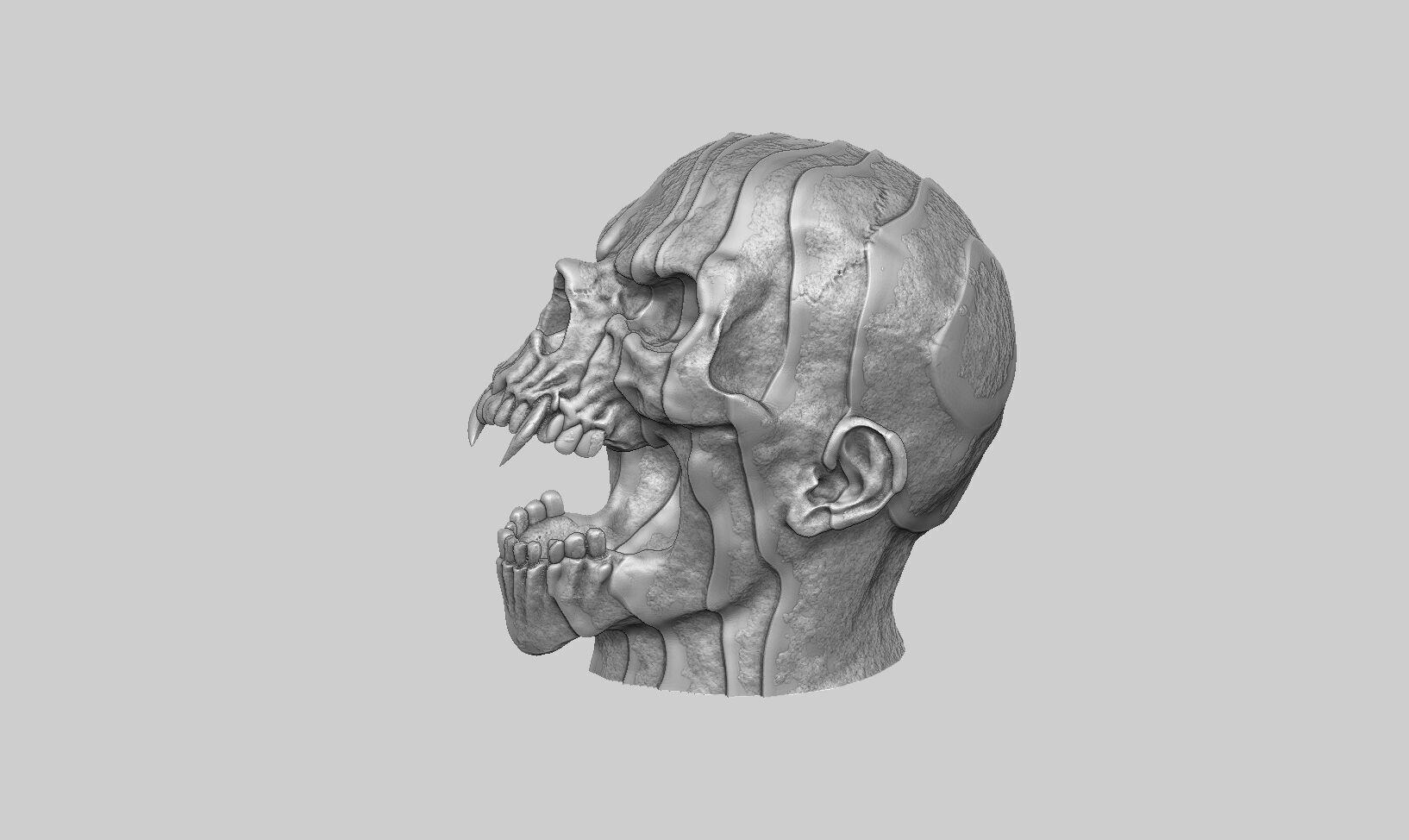 Scream Skull Headphone Stand Cyborg Headset Stand 3D print model_8