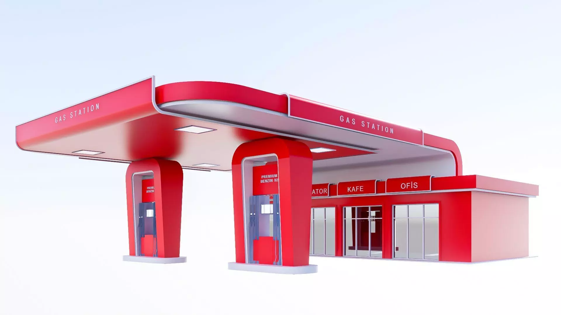 gas station Low-poly 3D model