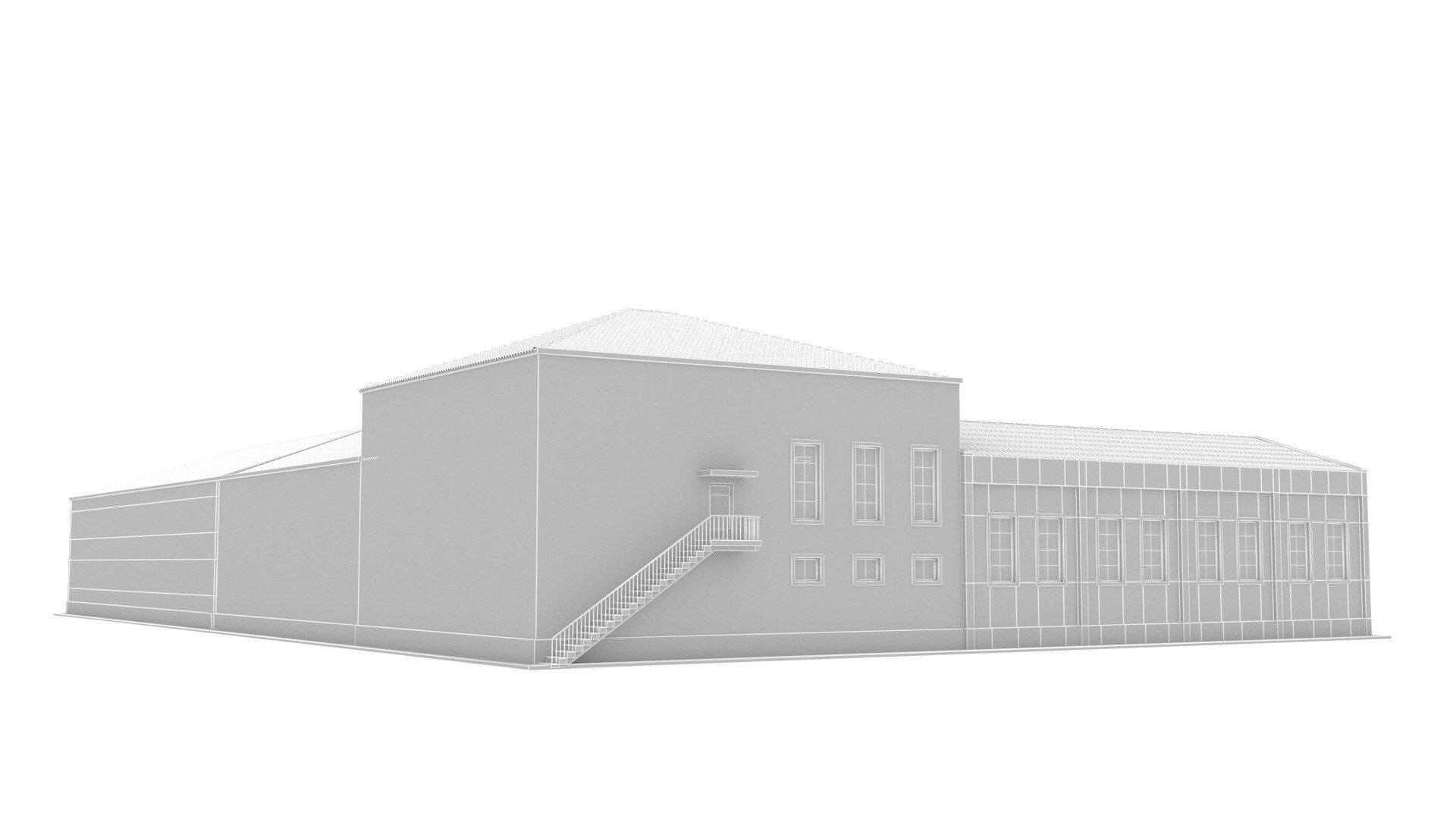 school Low-poly 3D model_8