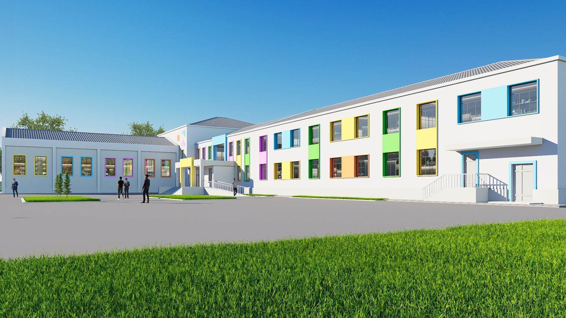 school Low-poly 3D model_1