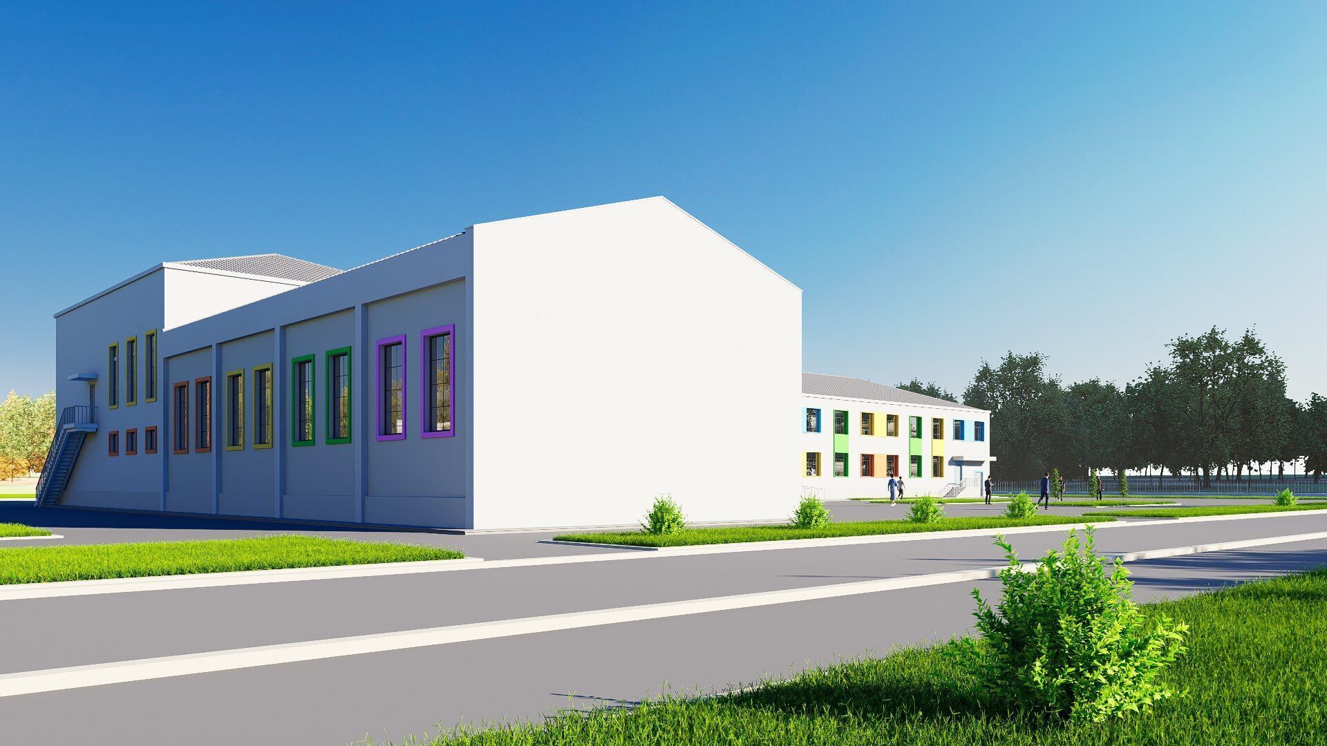 school Low-poly 3D model_4