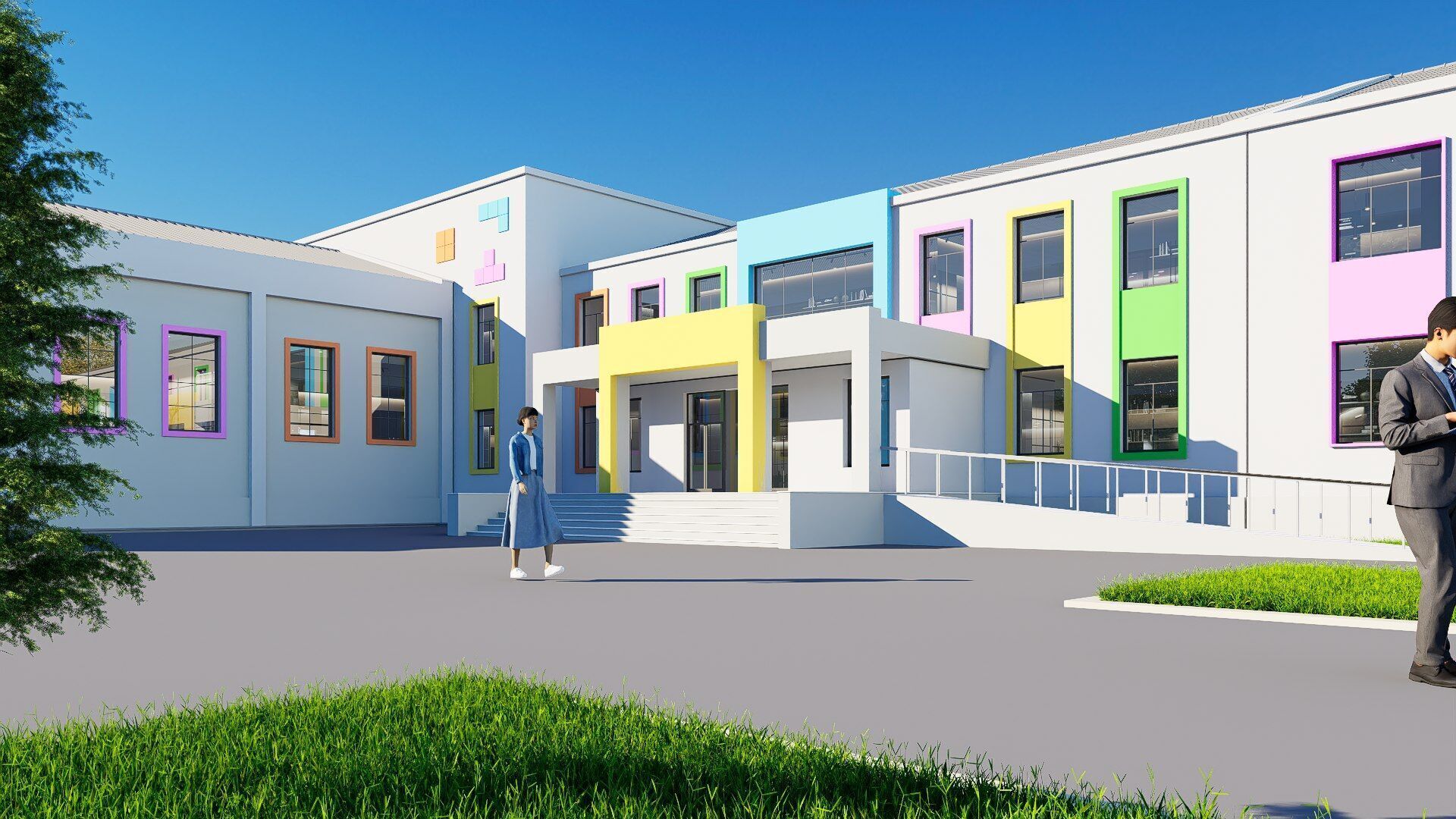 school Low-poly 3D model_3