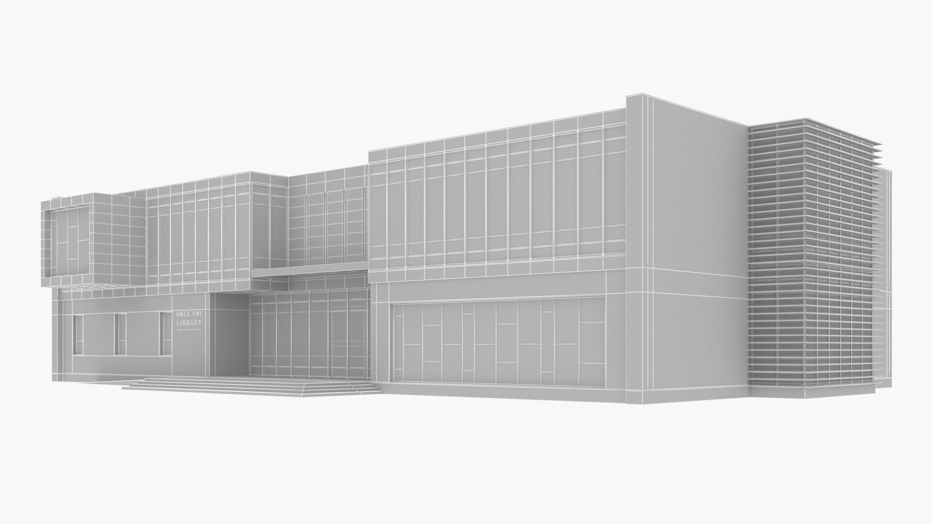 library Low-poly 3D model_17