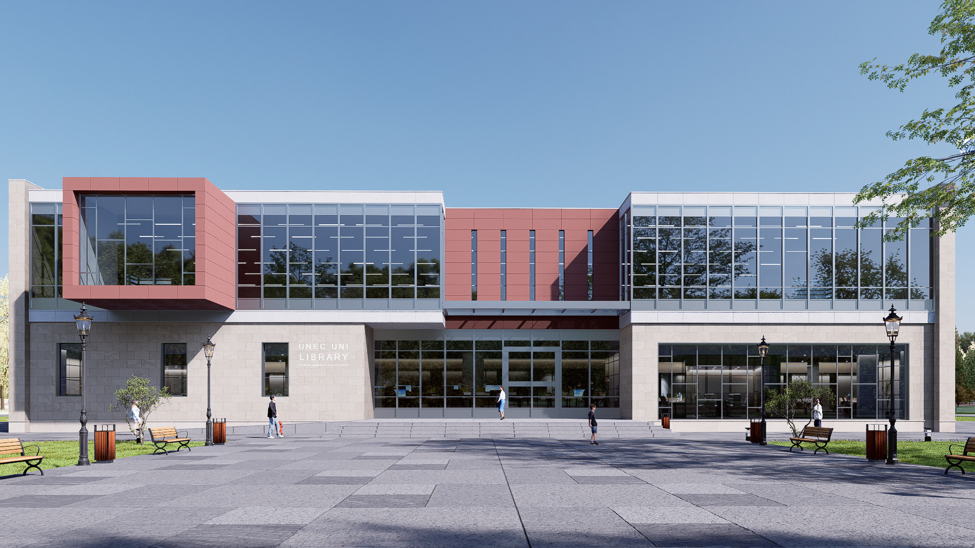 library Low-poly 3D model_1