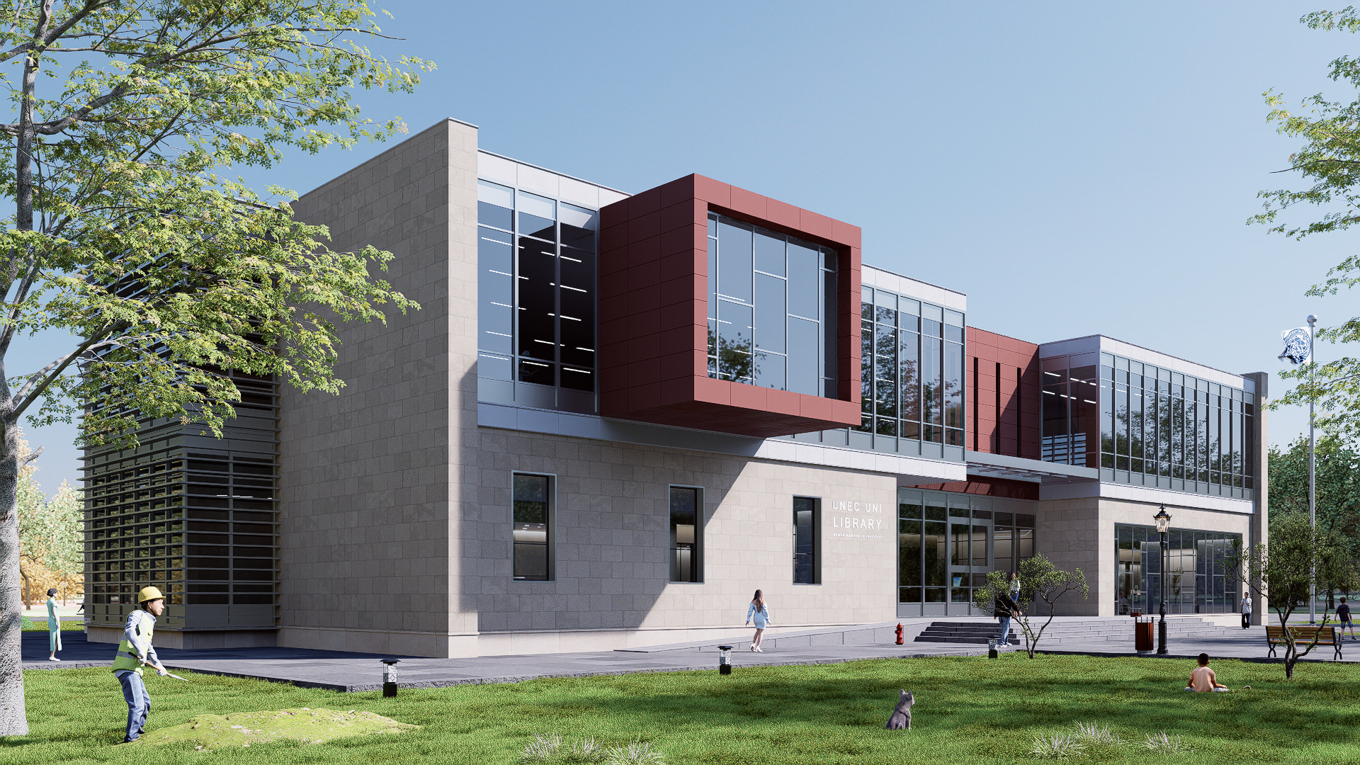 library Low-poly 3D model_3