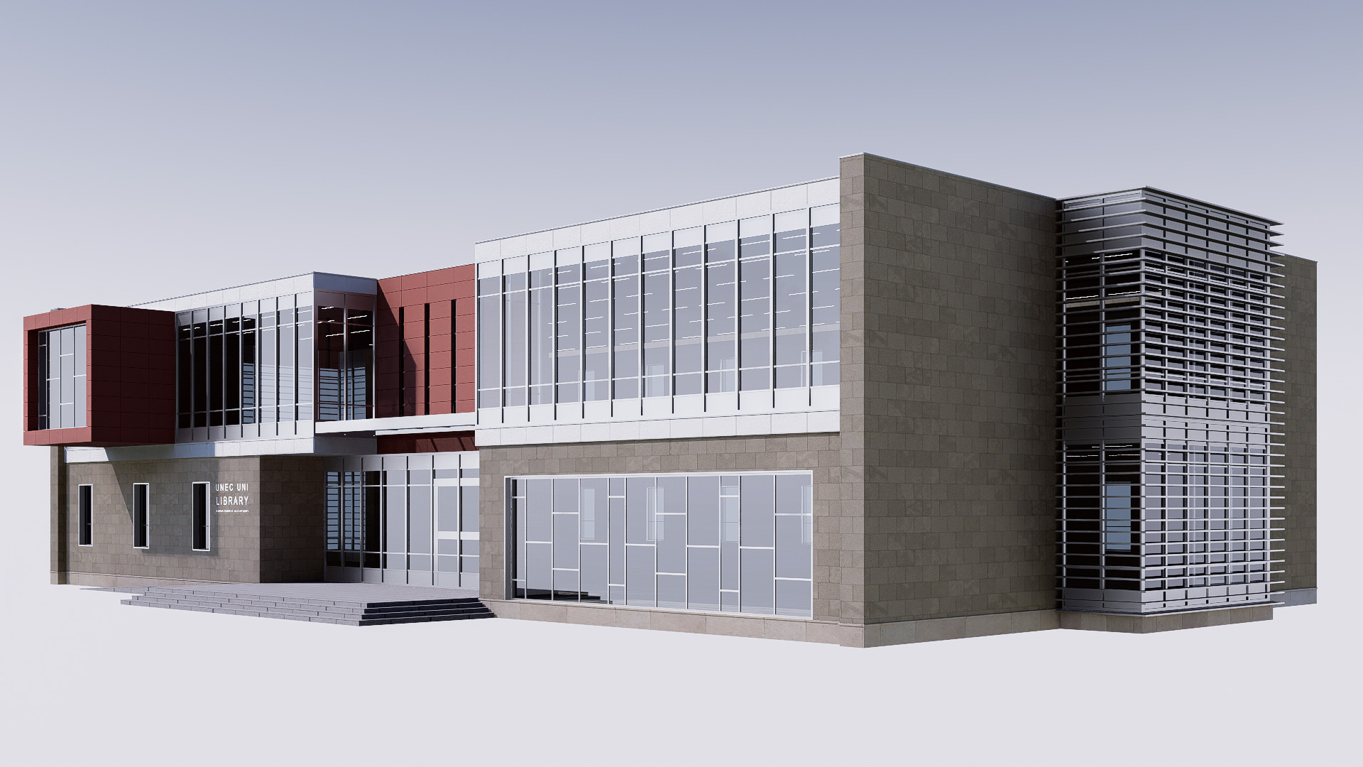 library Low-poly 3D model_12