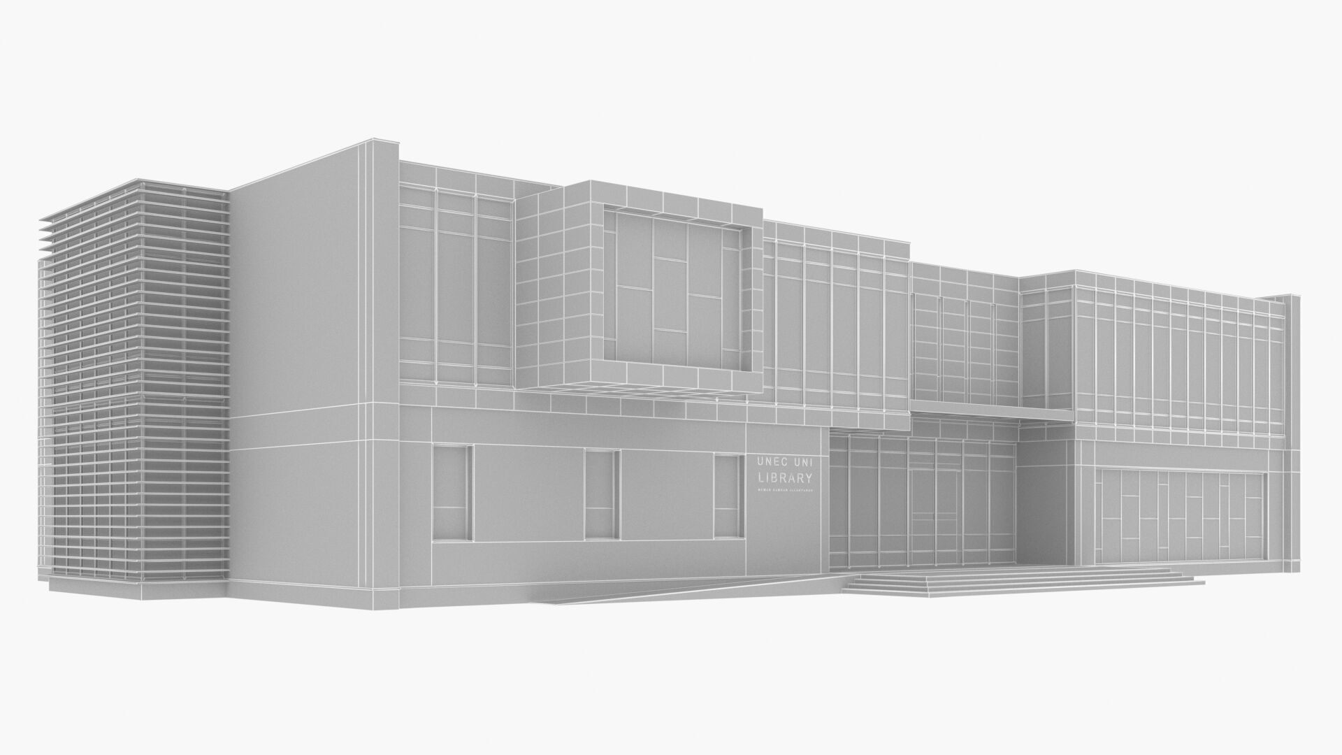 library Low-poly 3D model_15