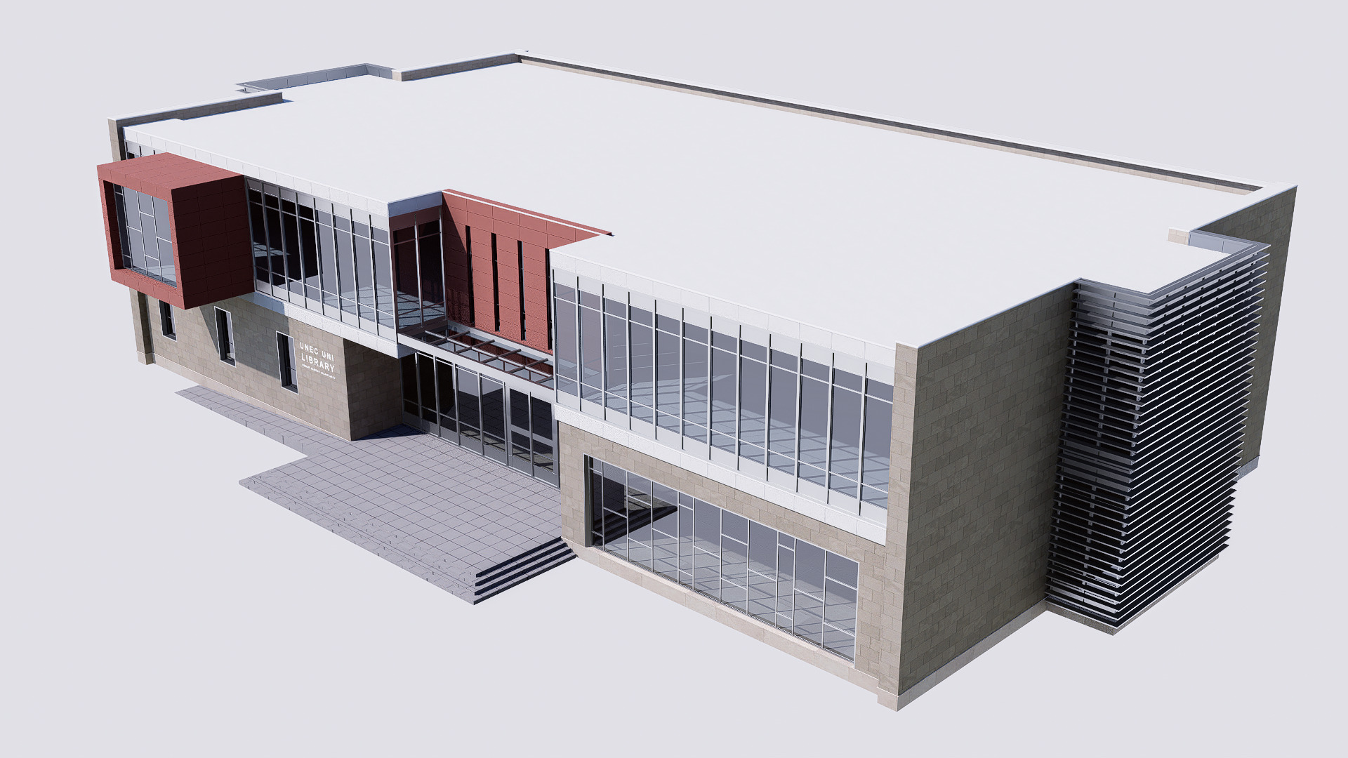 library Low-poly 3D model_11