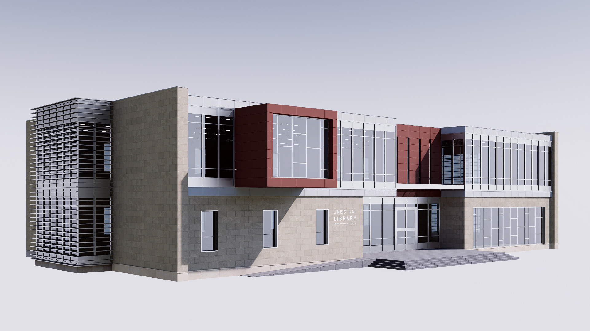 library Low-poly 3D model_13