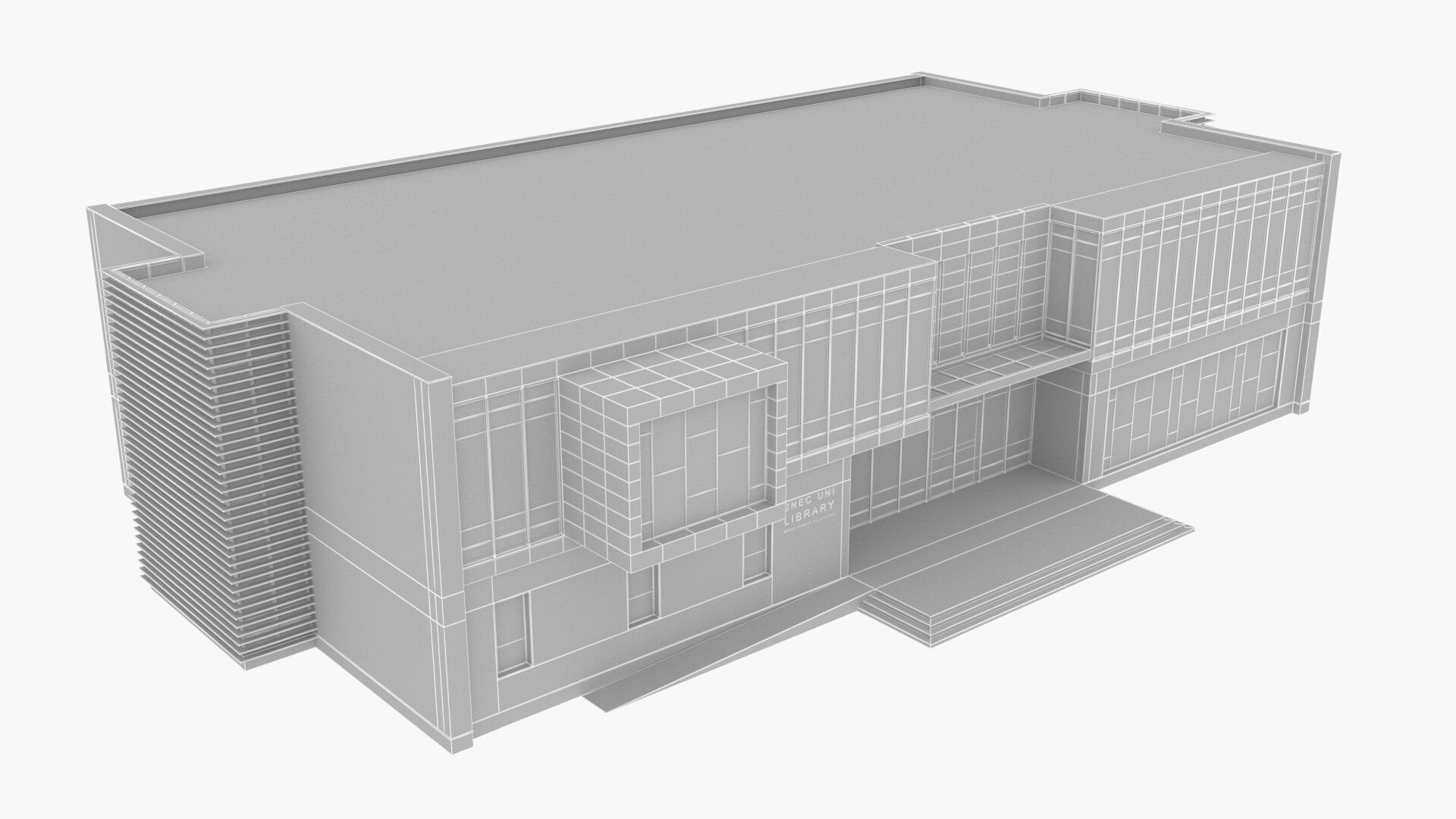 library Low-poly 3D model_19