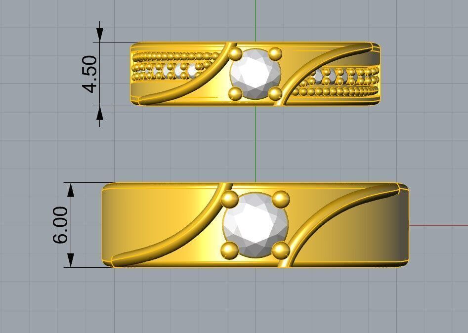 Wedding Ring Set 3D print model_3