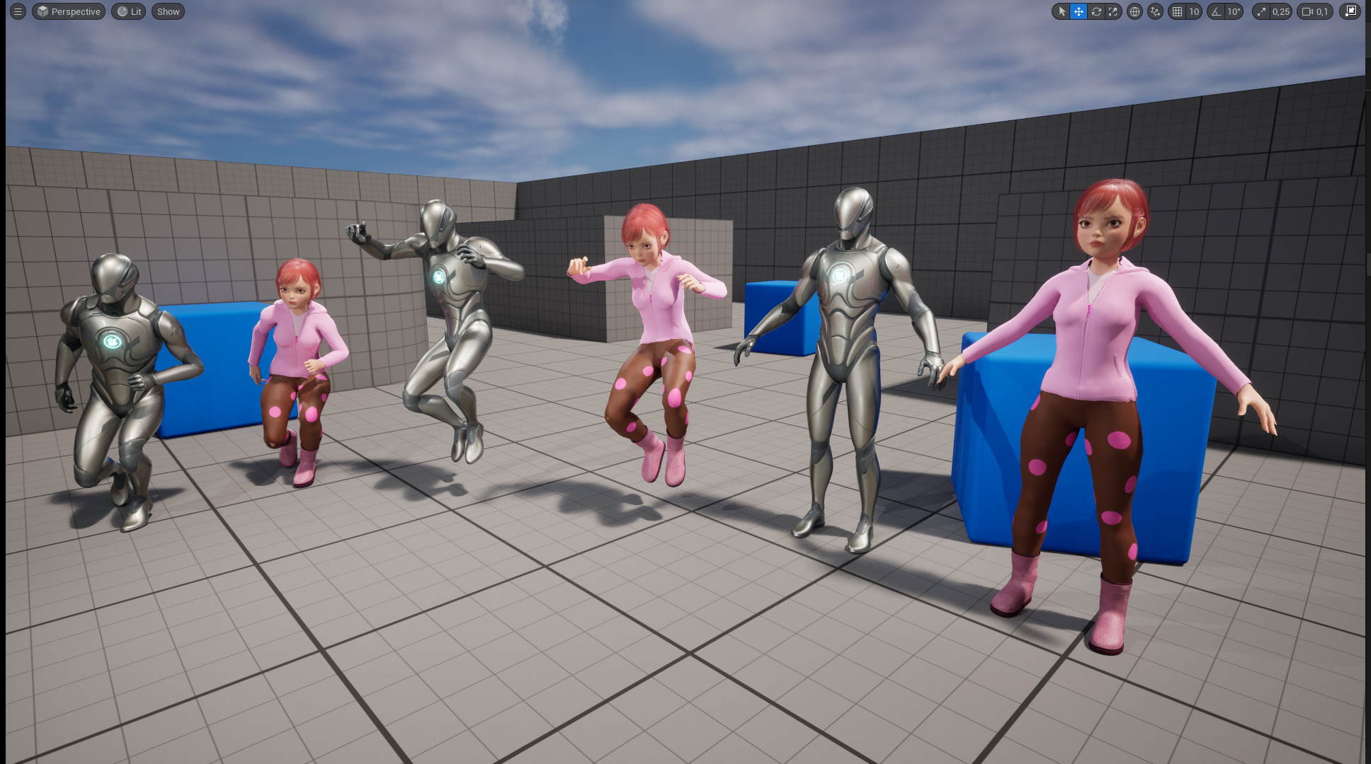 Sleepwear Pajama Outfit and Playful Pose Stylized Cute Girl Low-poly 3D model_21