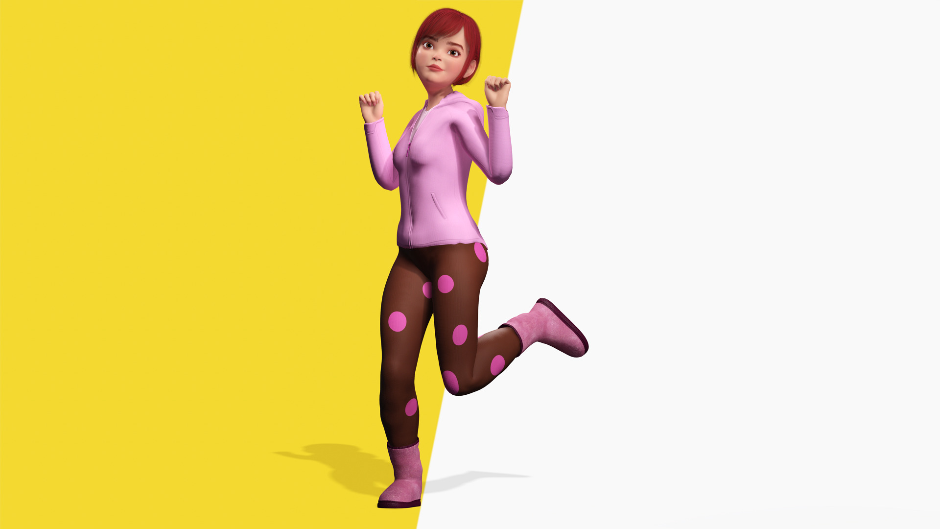 Sleepwear Pajama Outfit and Playful Pose Stylized Cute Girl Low-poly 3D model_11
