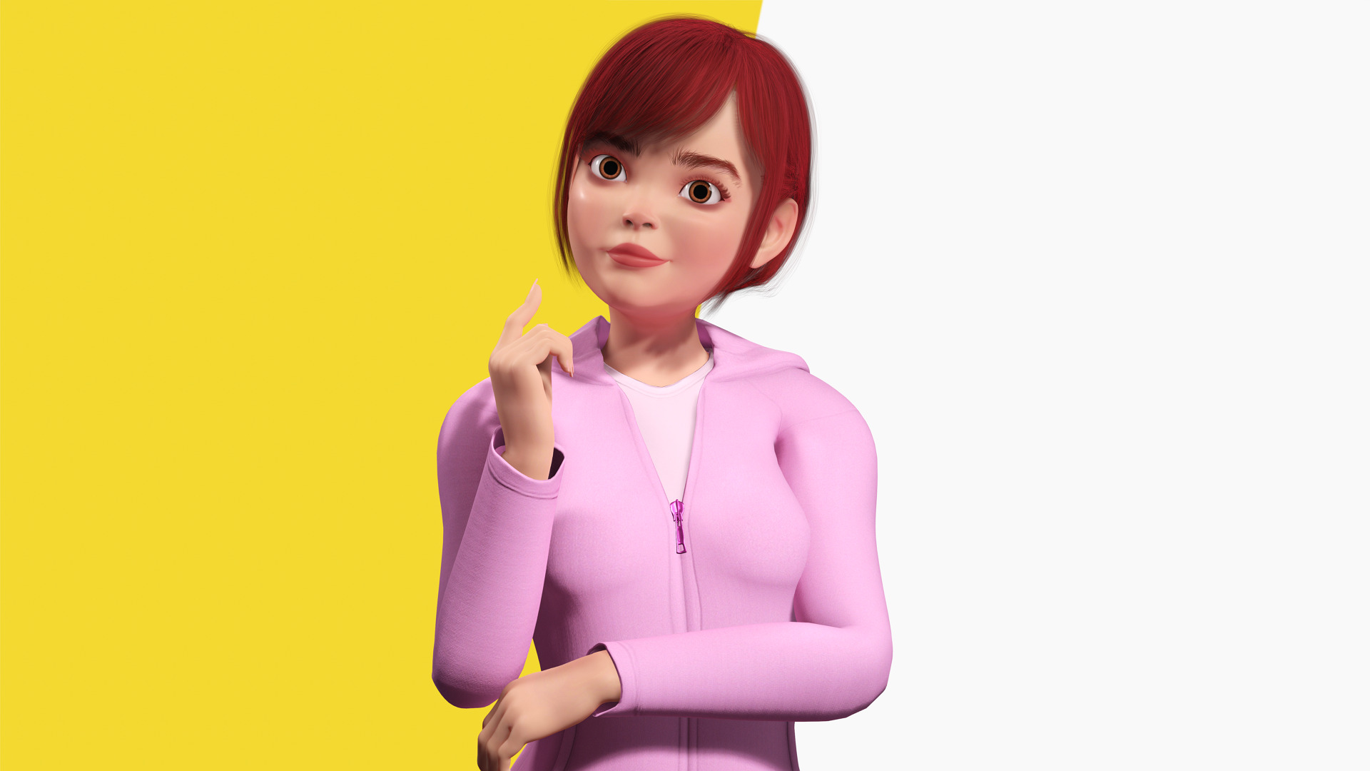Sleepwear Pajama Outfit and Playful Pose Stylized Cute Girl Low-poly 3D model_5