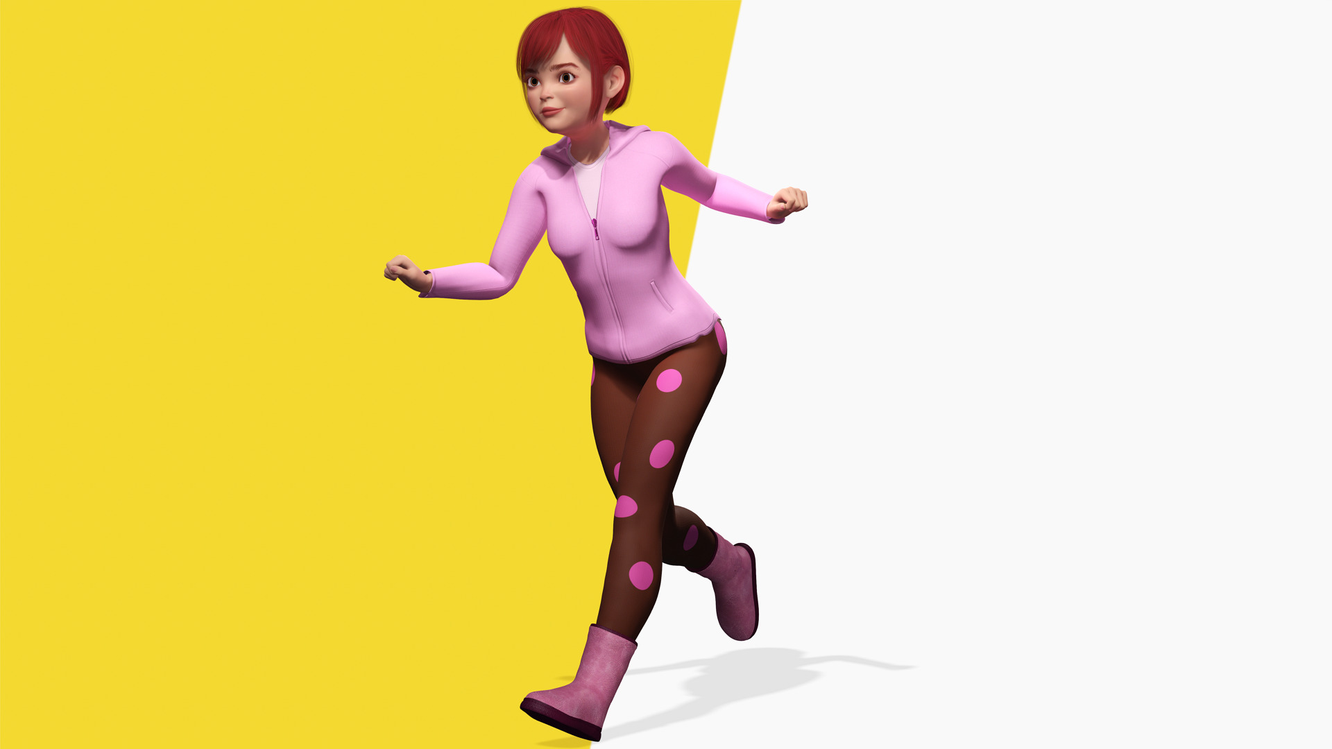 Sleepwear Pajama Outfit and Playful Pose Stylized Cute Girl Low-poly 3D model_10