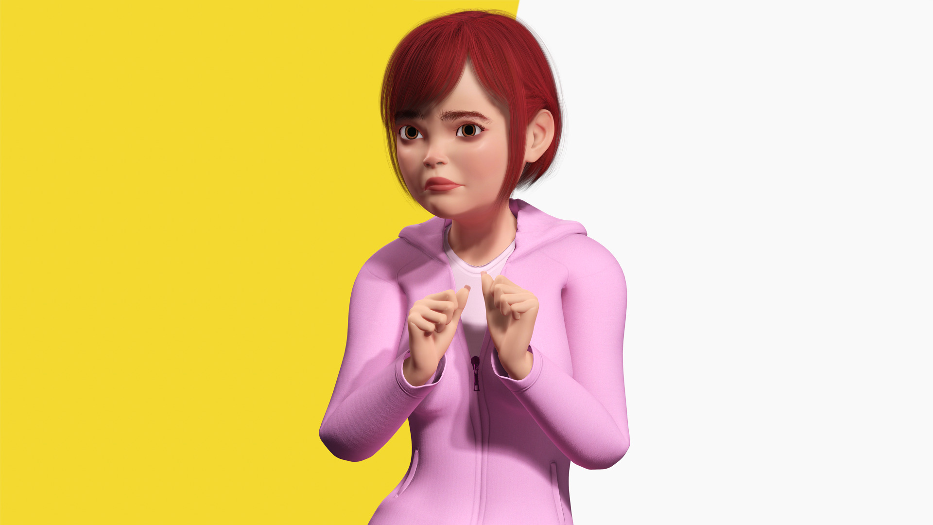 Sleepwear Pajama Outfit and Playful Pose Stylized Cute Girl Low-poly 3D model_6