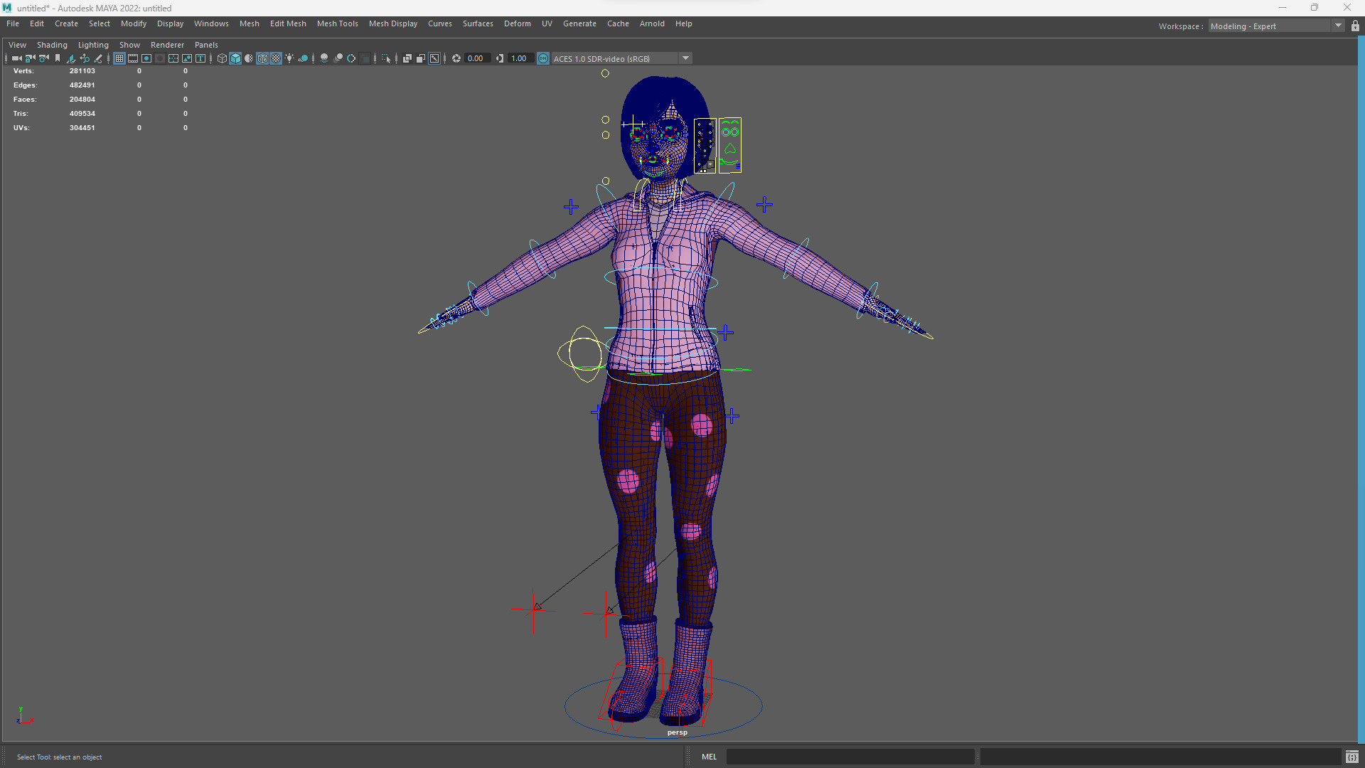 Sleepwear Pajama Outfit and Playful Pose Stylized Cute Girl Low-poly 3D model_18