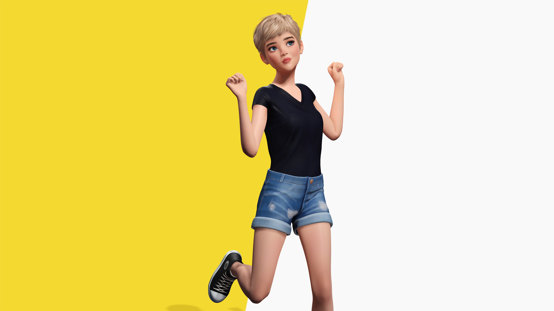 Edgy Fashion Look with Leather Jacket Cartoon Modern 3D Female Low-poly 3D model_9