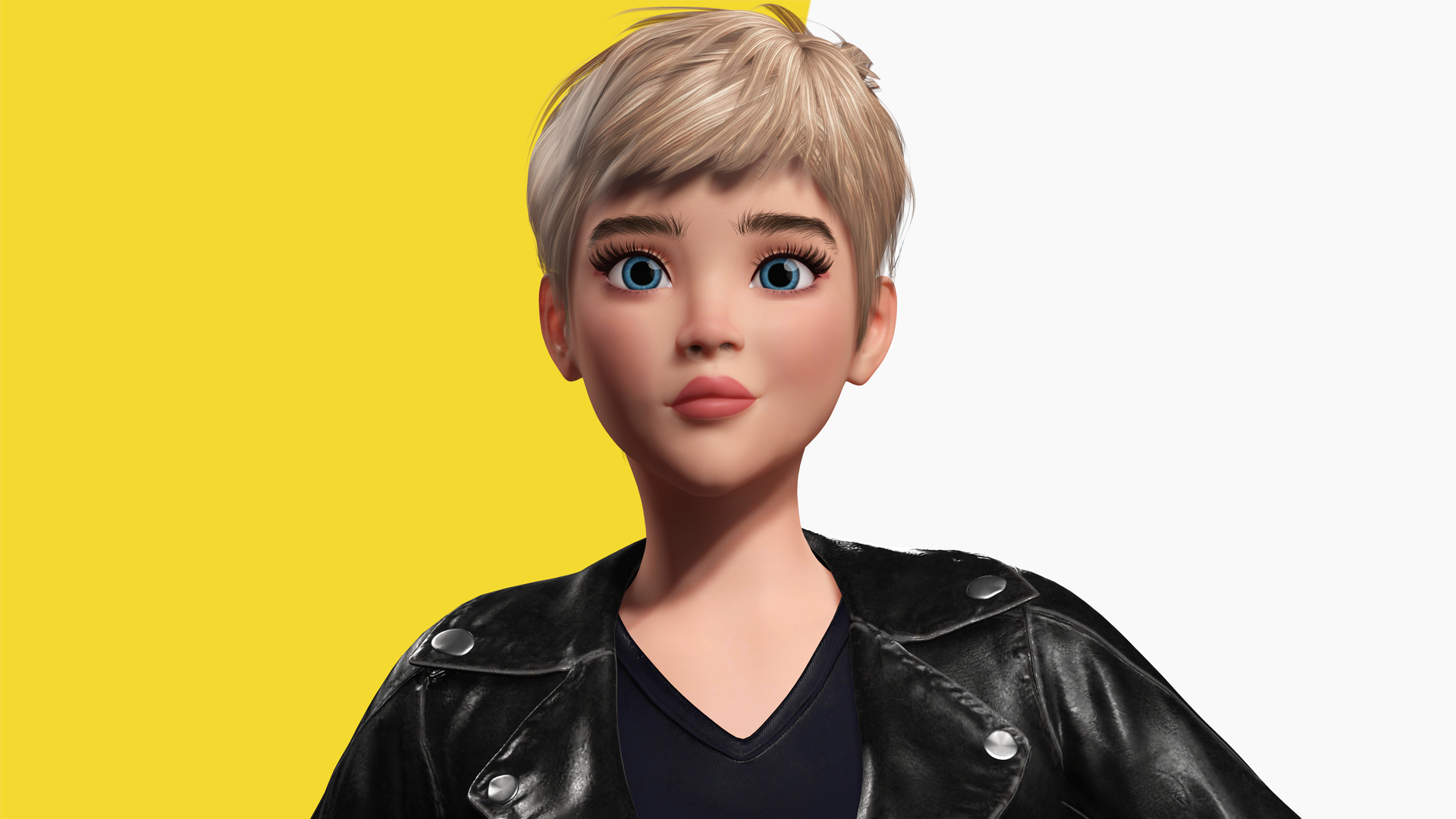 Edgy Fashion Look with Leather Jacket Cartoon Modern 3D Female Low-poly 3D model_11