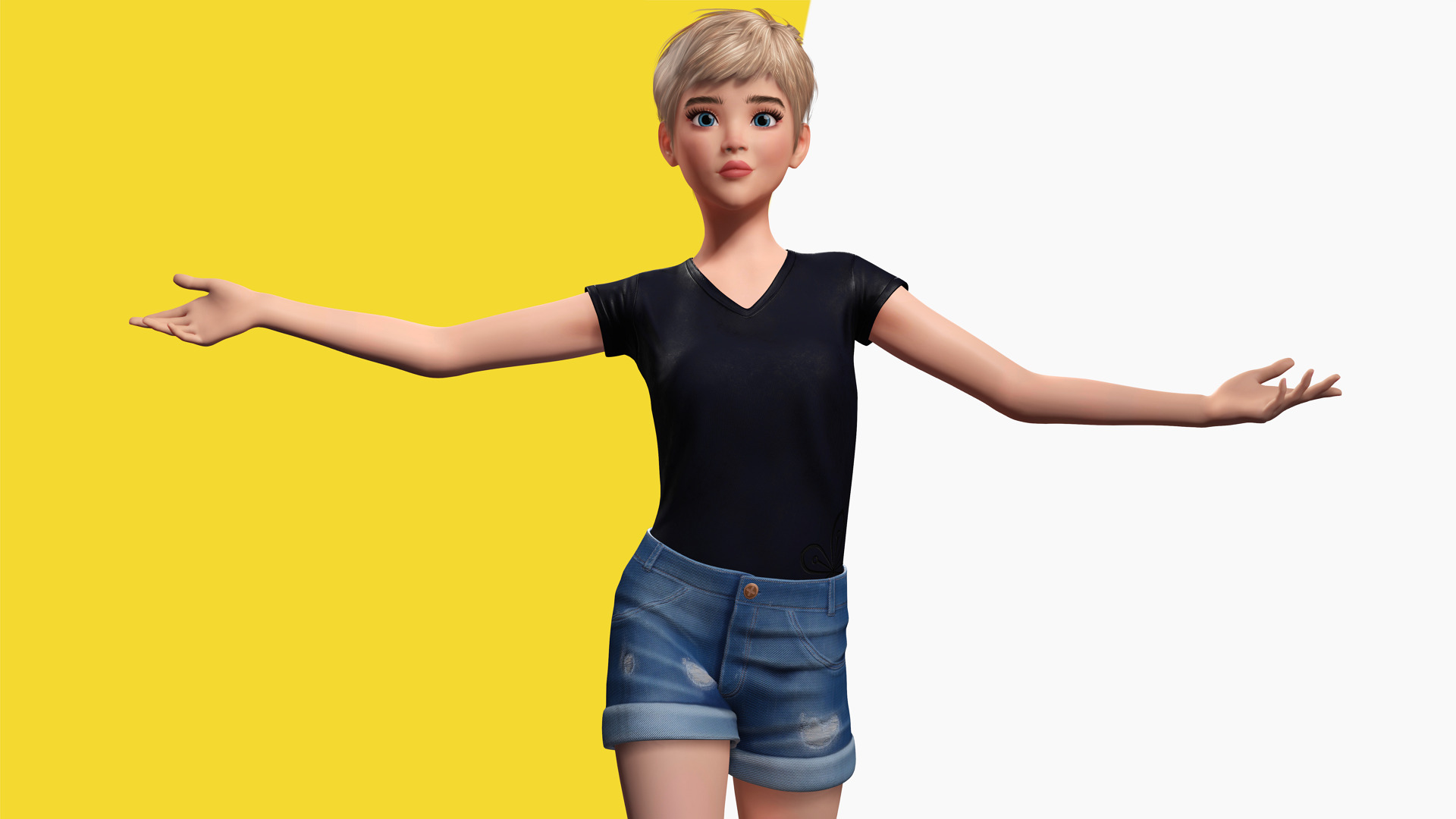 Edgy Fashion Look with Leather Jacket Cartoon Modern 3D Female Low-poly 3D model_8